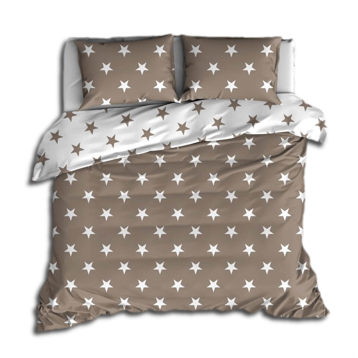 Trend Bettwäsche Stars Beige Braun Wendeoptik 135x200 cm
