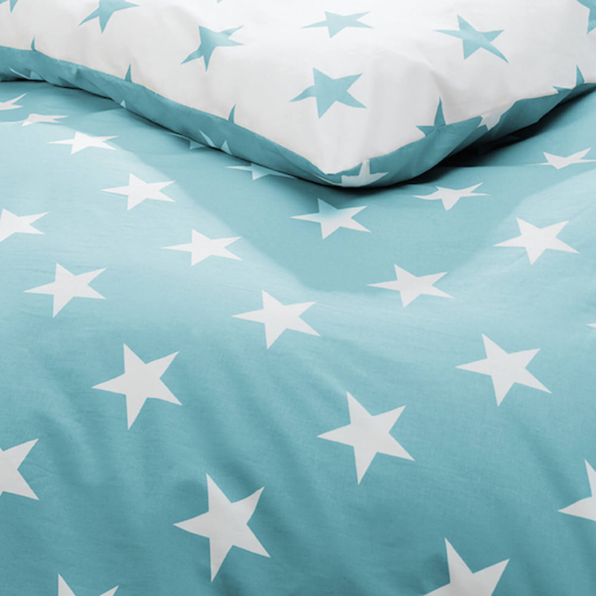 bettwäsche stars sterne blau türkis wendeoptik