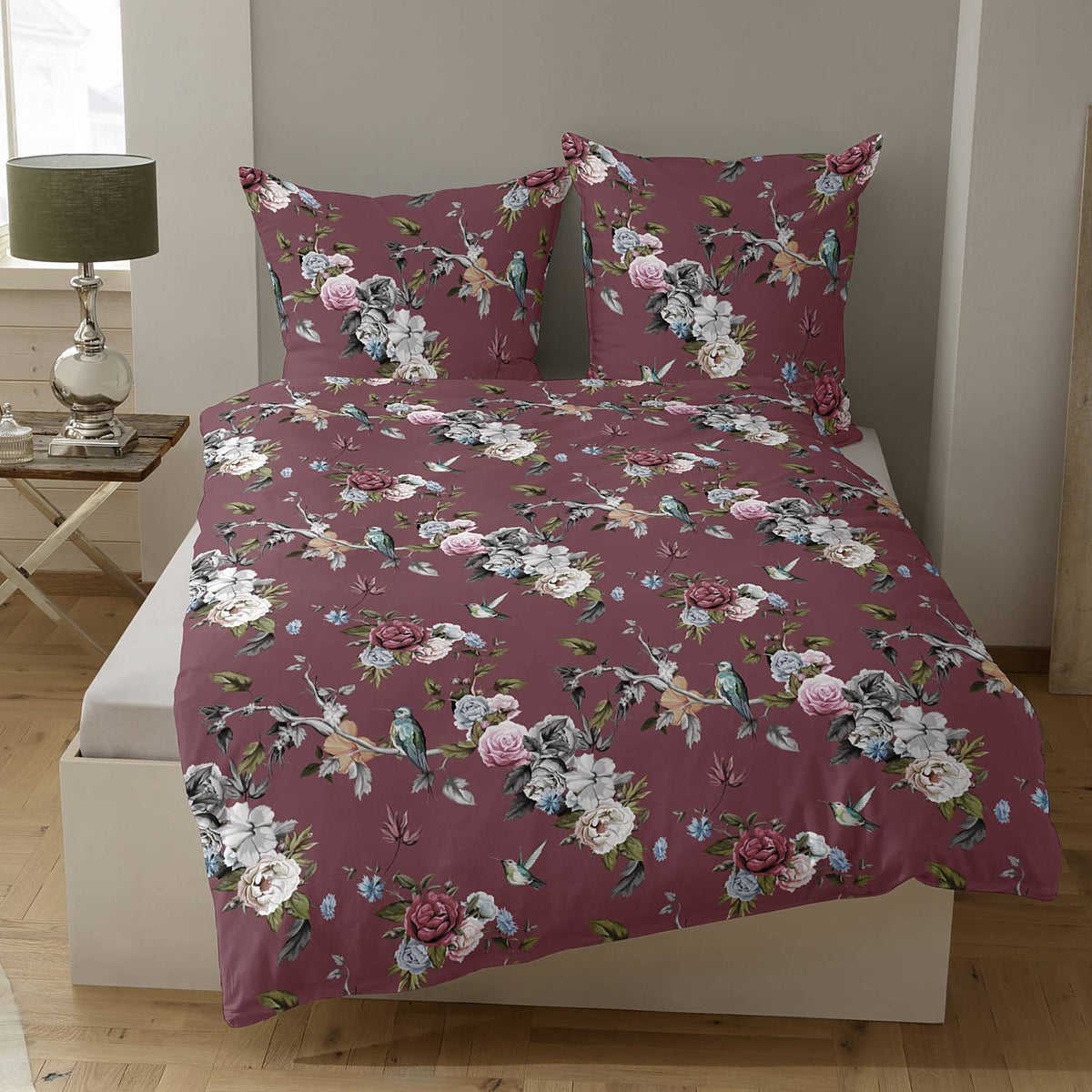 bettwaesche belana rot blumen blueten