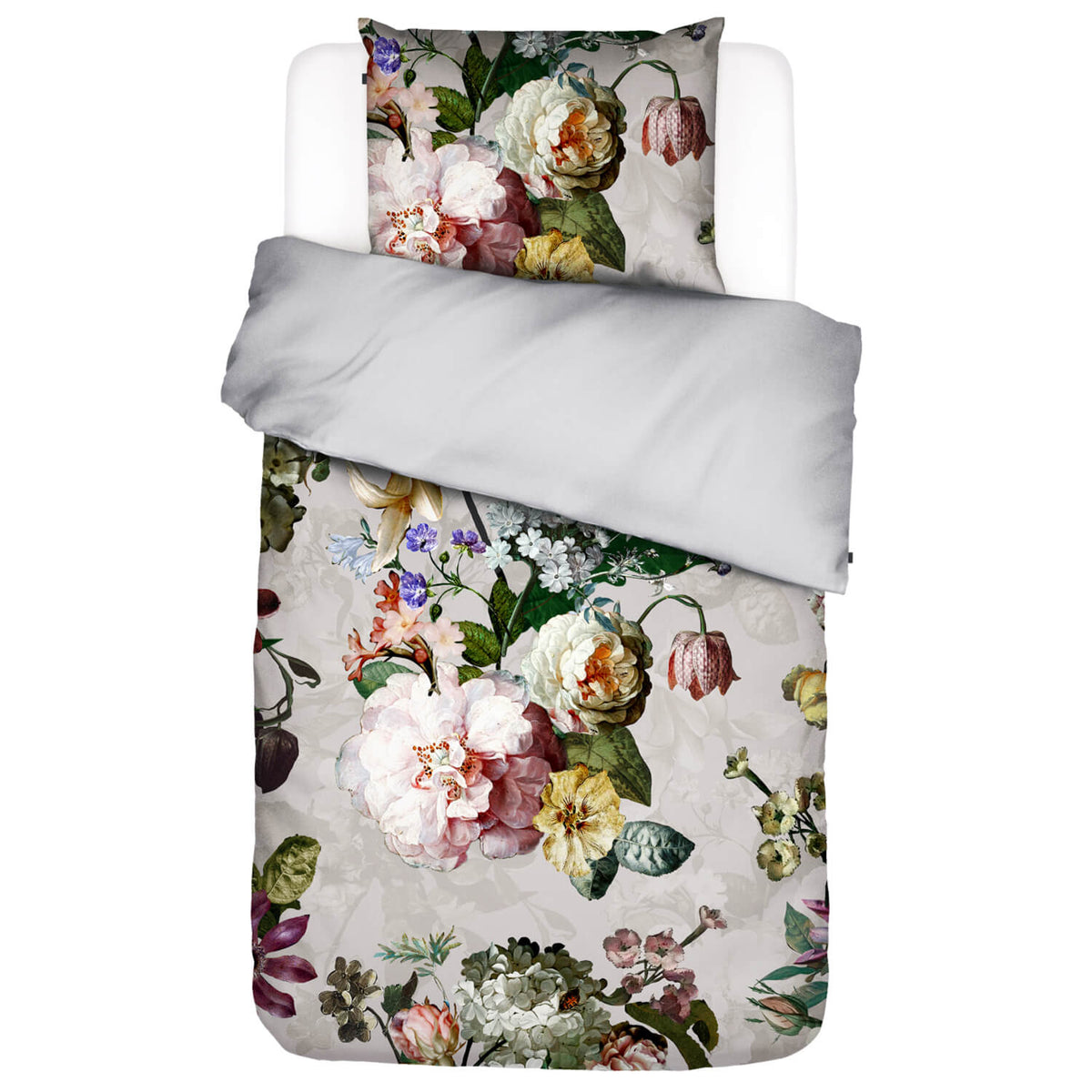 bettwaesche essenza grau blume baumwollsatin