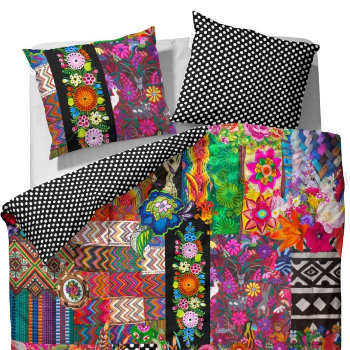 Essenza Bettgarnitur Noida Multi Satin Patchwork Digitaldruck Blumen Geblümt