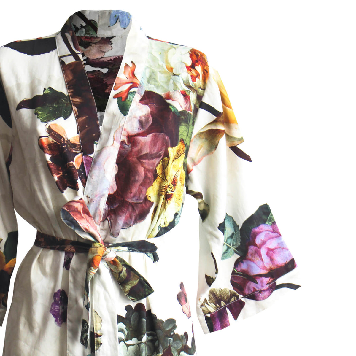 kimono morgenmantel fleur ecru blumen