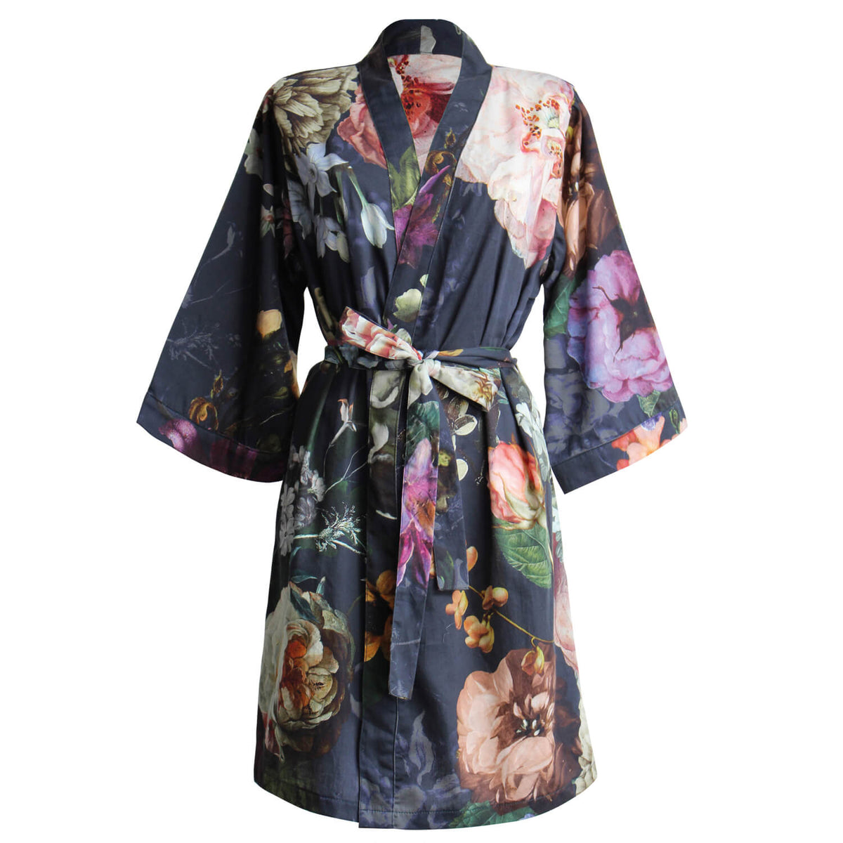 essenza kimono morgenmantel fleur nightblue blumen blüten pflanzen