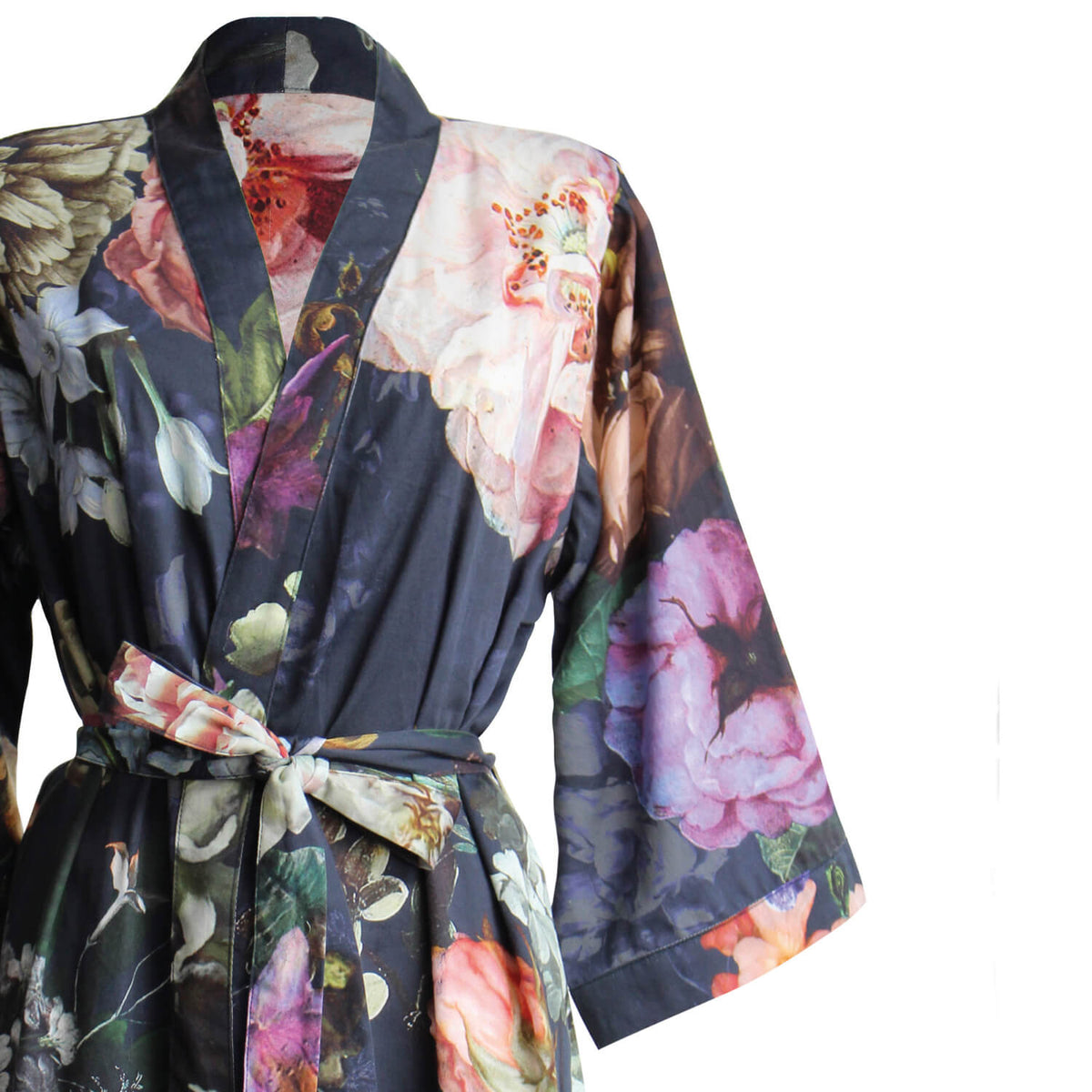 essenza kimono morgenmantel fleur nightblue blumen blüten pflanzen
