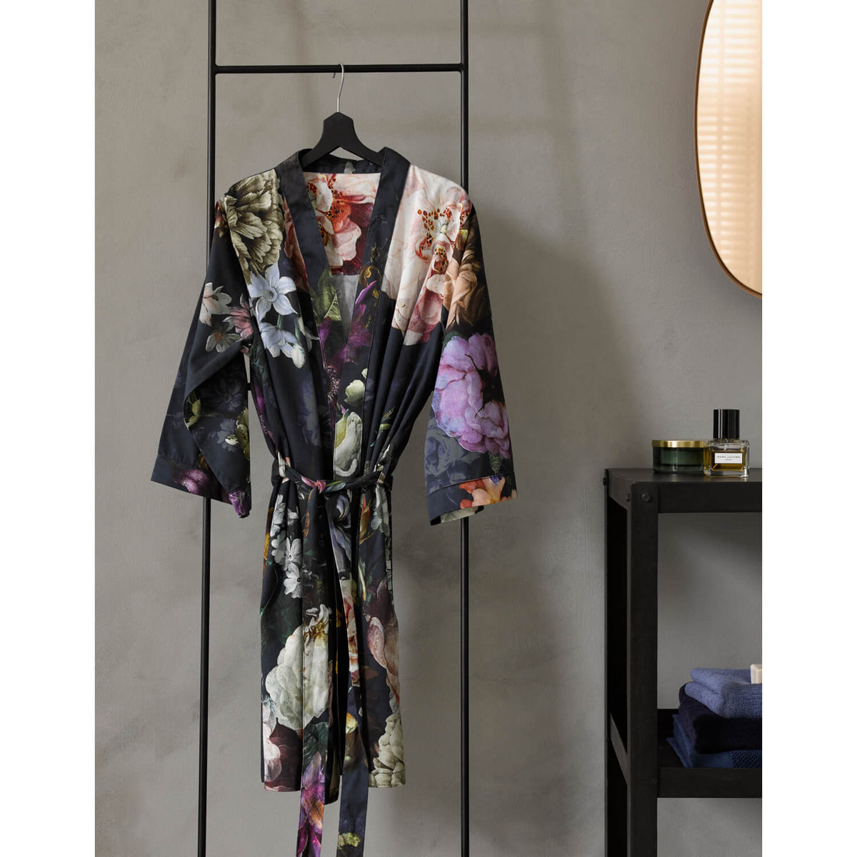 essenza kimono morgenmantel fleur nightblue blumen blüten pflanzen