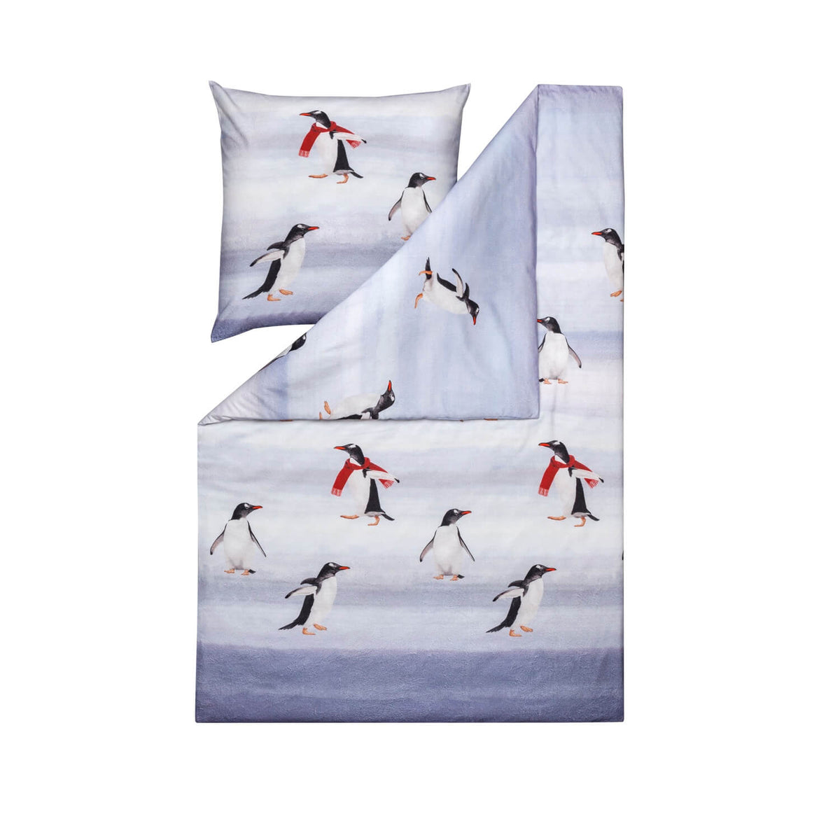 Estella Bettwäsche Pingu 4400 820 Silber Pinguine Winter Kuschelflanell