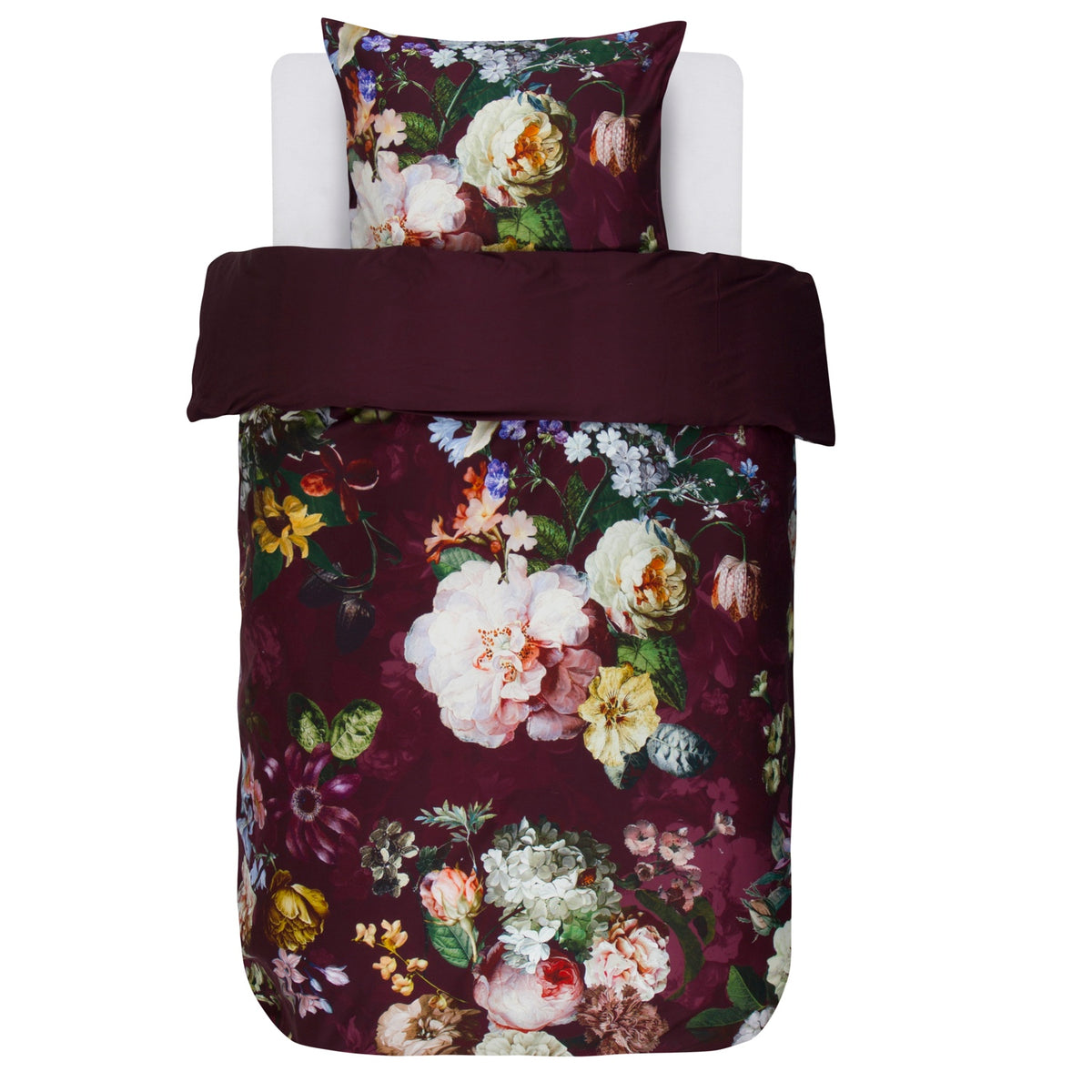 bettwaesche fleur burgundy gebluemt satin