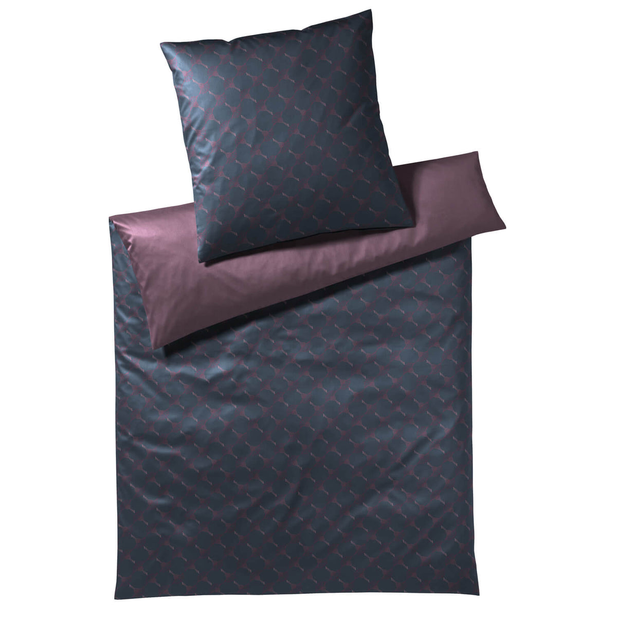 JOOP! Bettgarnitur Cornflower Double 4083 05 Anthrazit Aubergine Wendeoptik Kornblumen Mako Satin