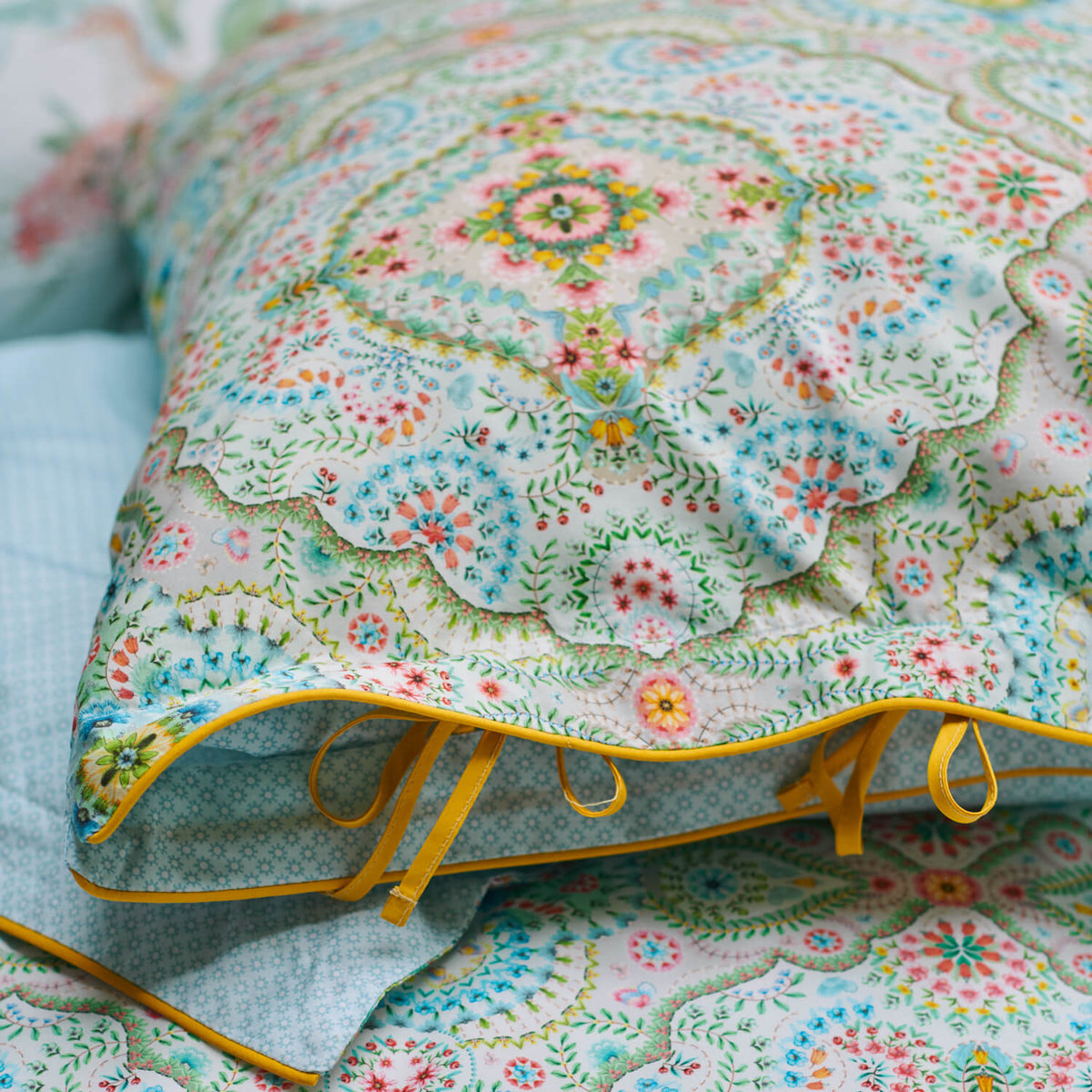 PiP Studio Bettwäsche Moon Delight Weiß Perkal Wendebettwäsche Laken Hellblau