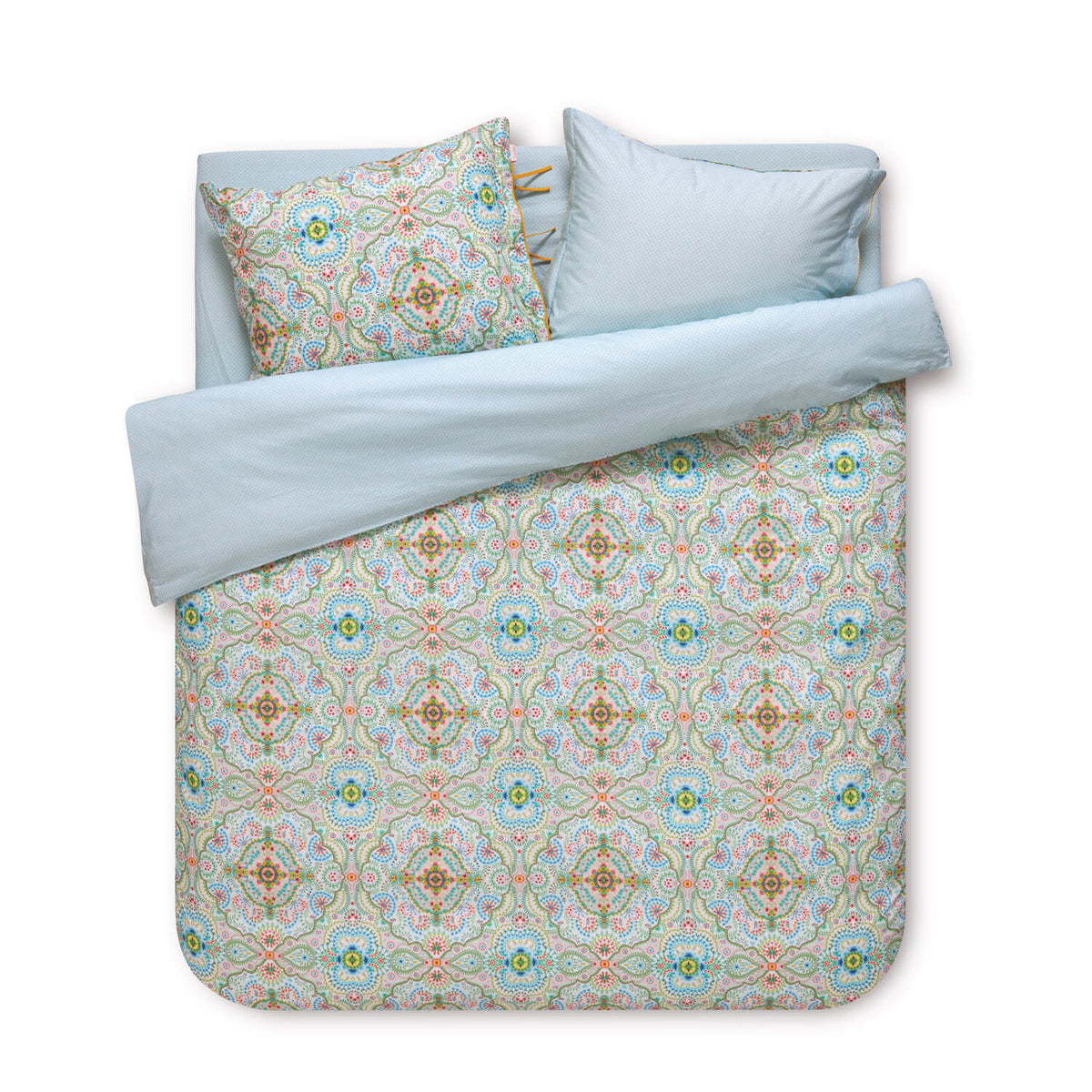 PiP Studio Bettwäsche Moon Delight Weiß Perkal Wendebettwäsche Laken Hellblau