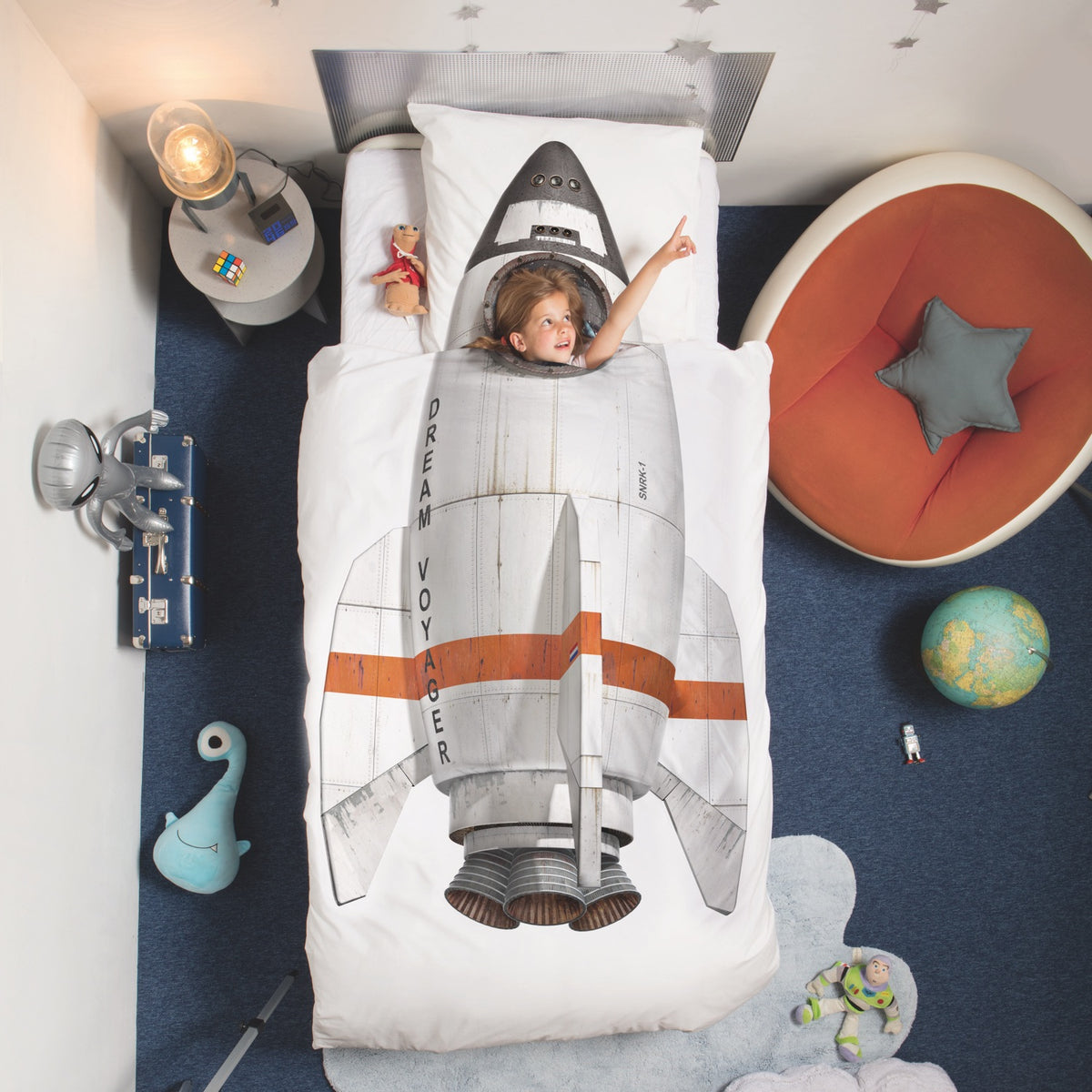 snurk rakete motiv kinder bettwaesche