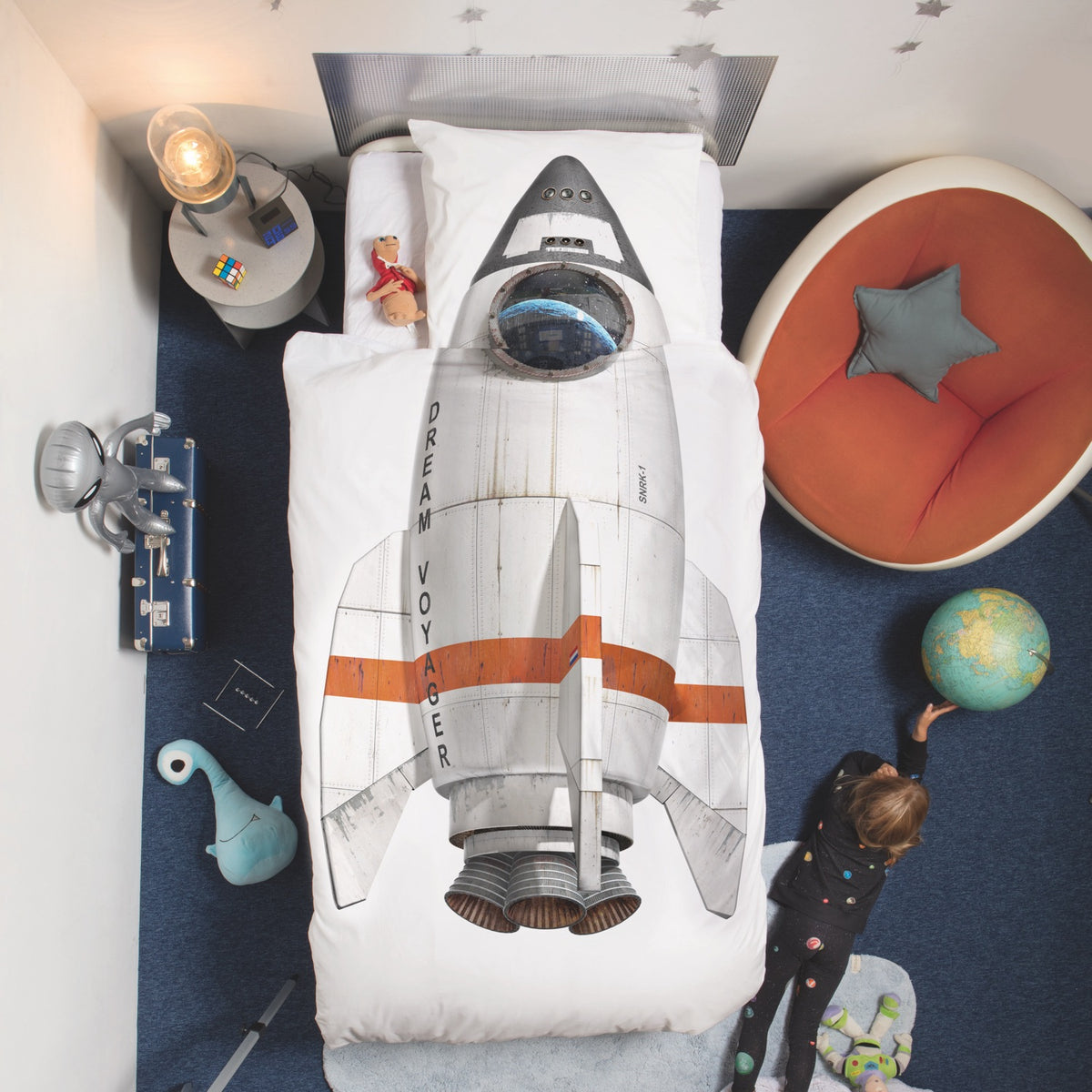 snurk rakete motiv kinder bettwaesche