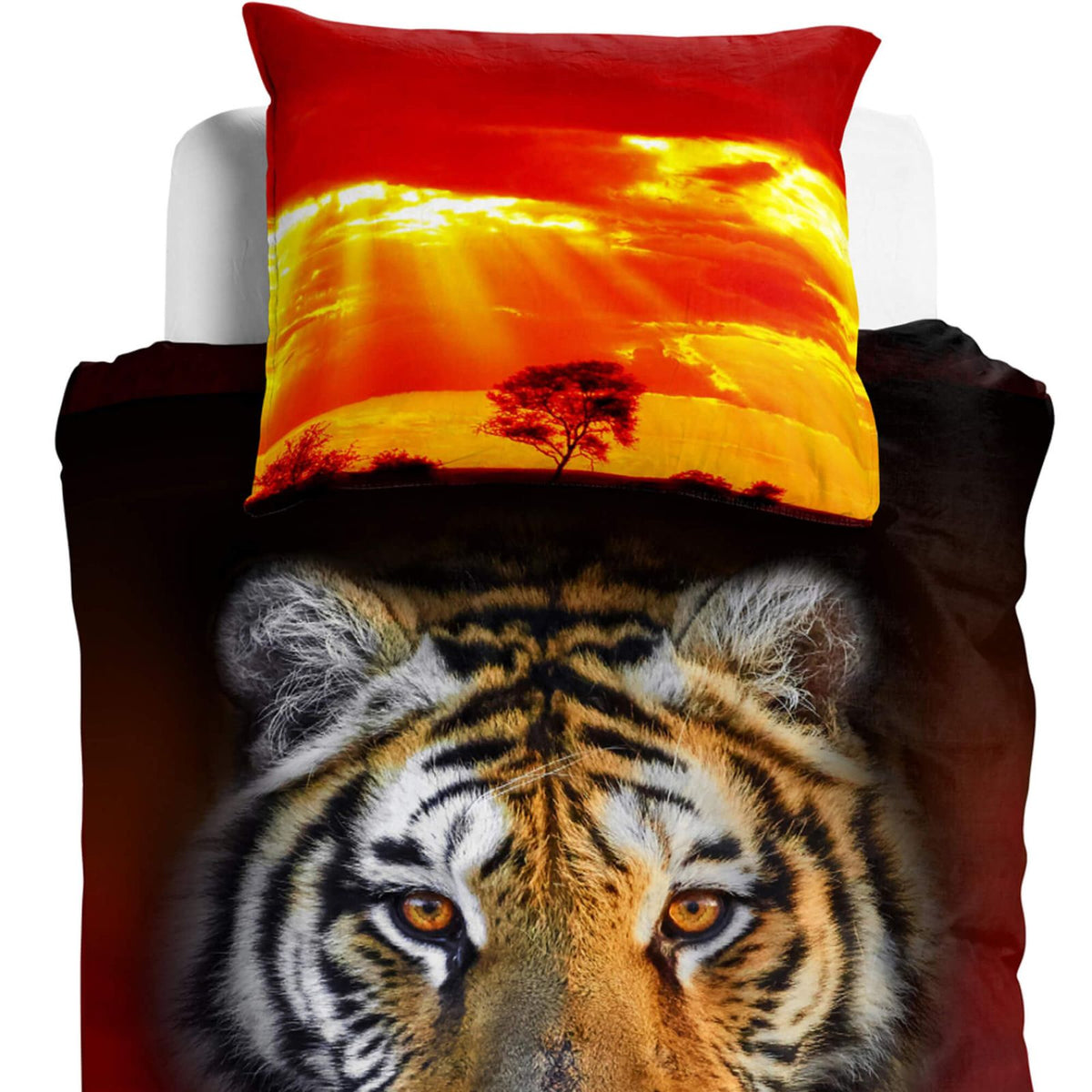 digital druck bettwaesche tiger mystic rot schwarz afrika raubtier renforcé