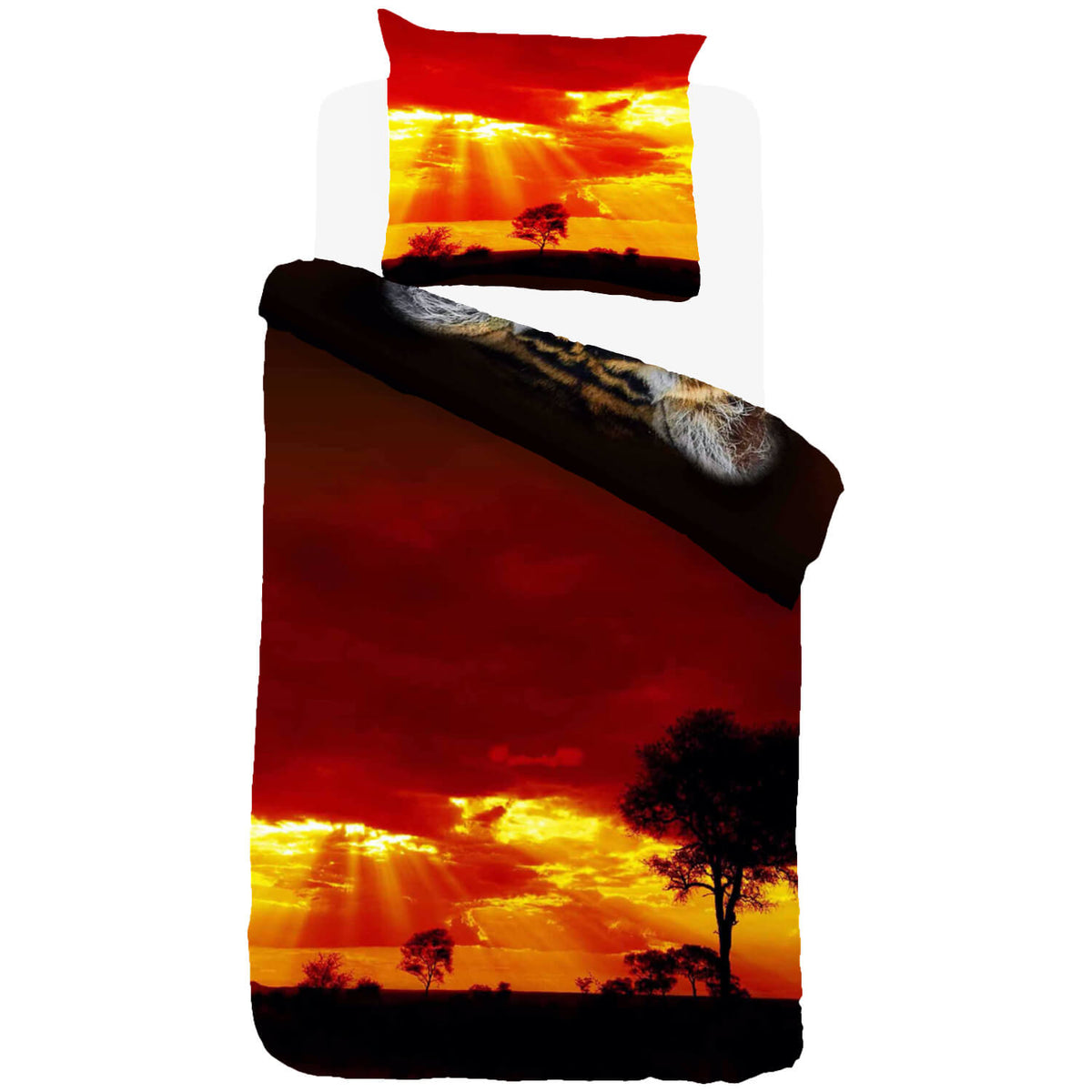 digital druck bettwaesche tiger mystic rot schwarz afrika raubtier renforcé