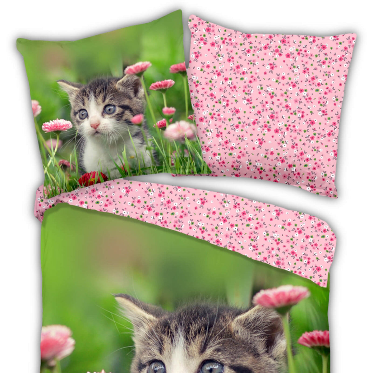 bettwaesche baumwolle tiermotiv bluemchen rosa renforcé