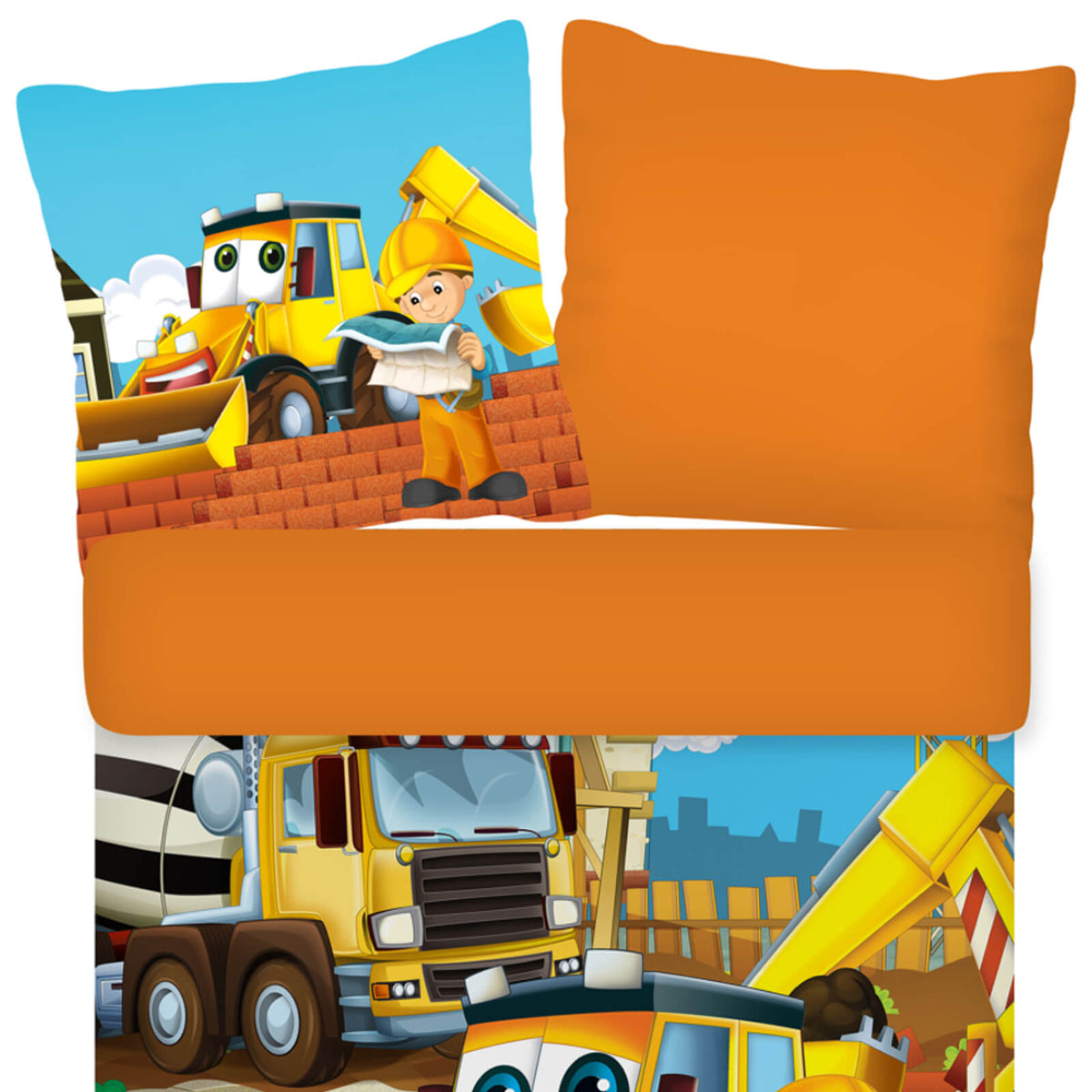 bettwaesche baustelle betonmischer hausbau