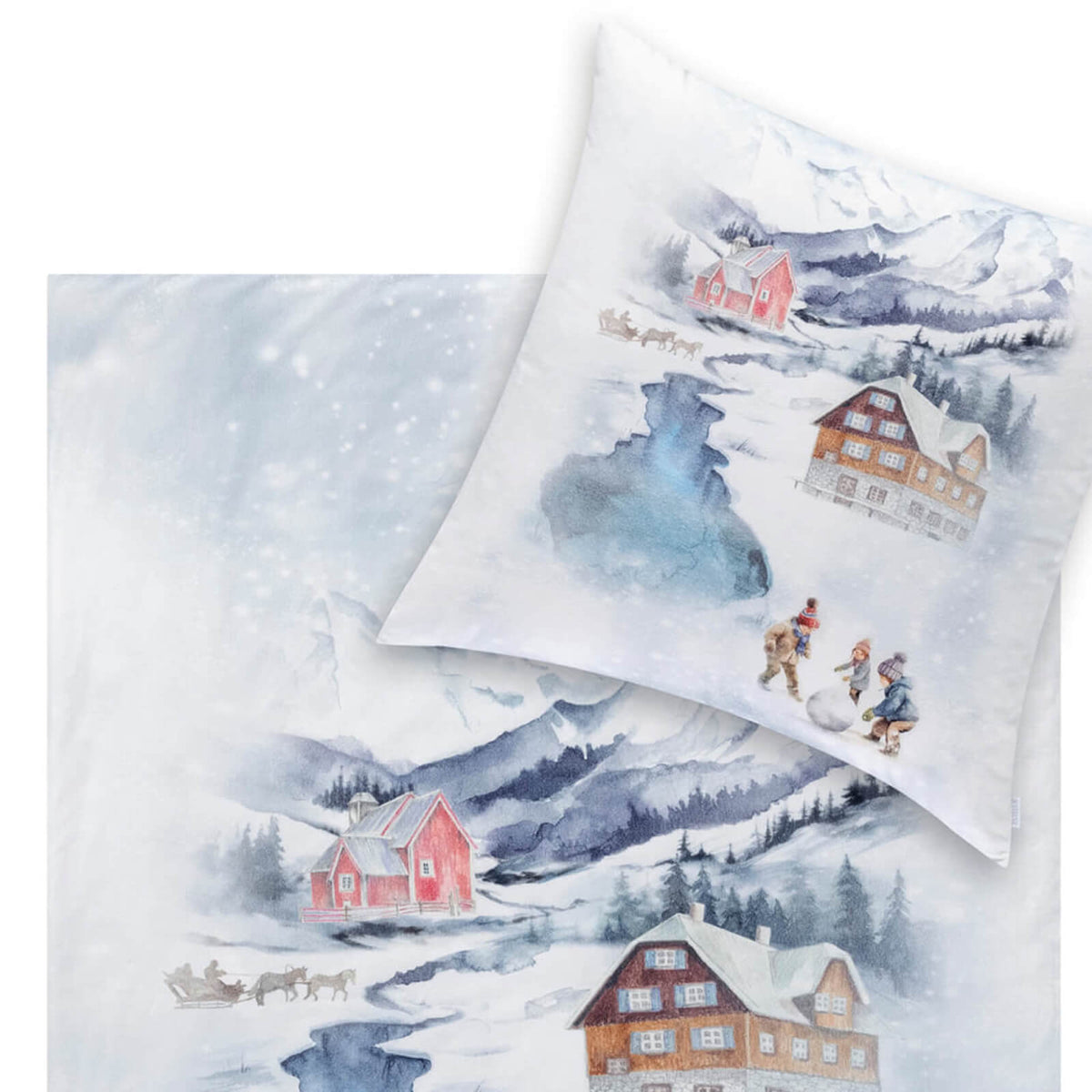 bettwaesche bettgarnitur winter gebirge fluss