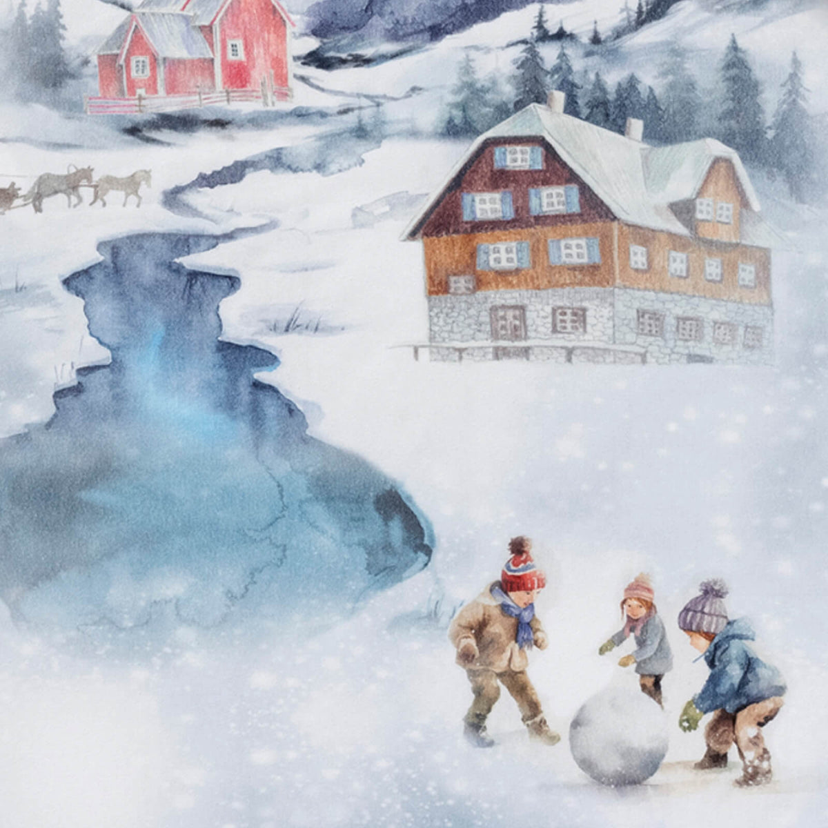 bettwaesche bettgarnitur winter gebirge fluss