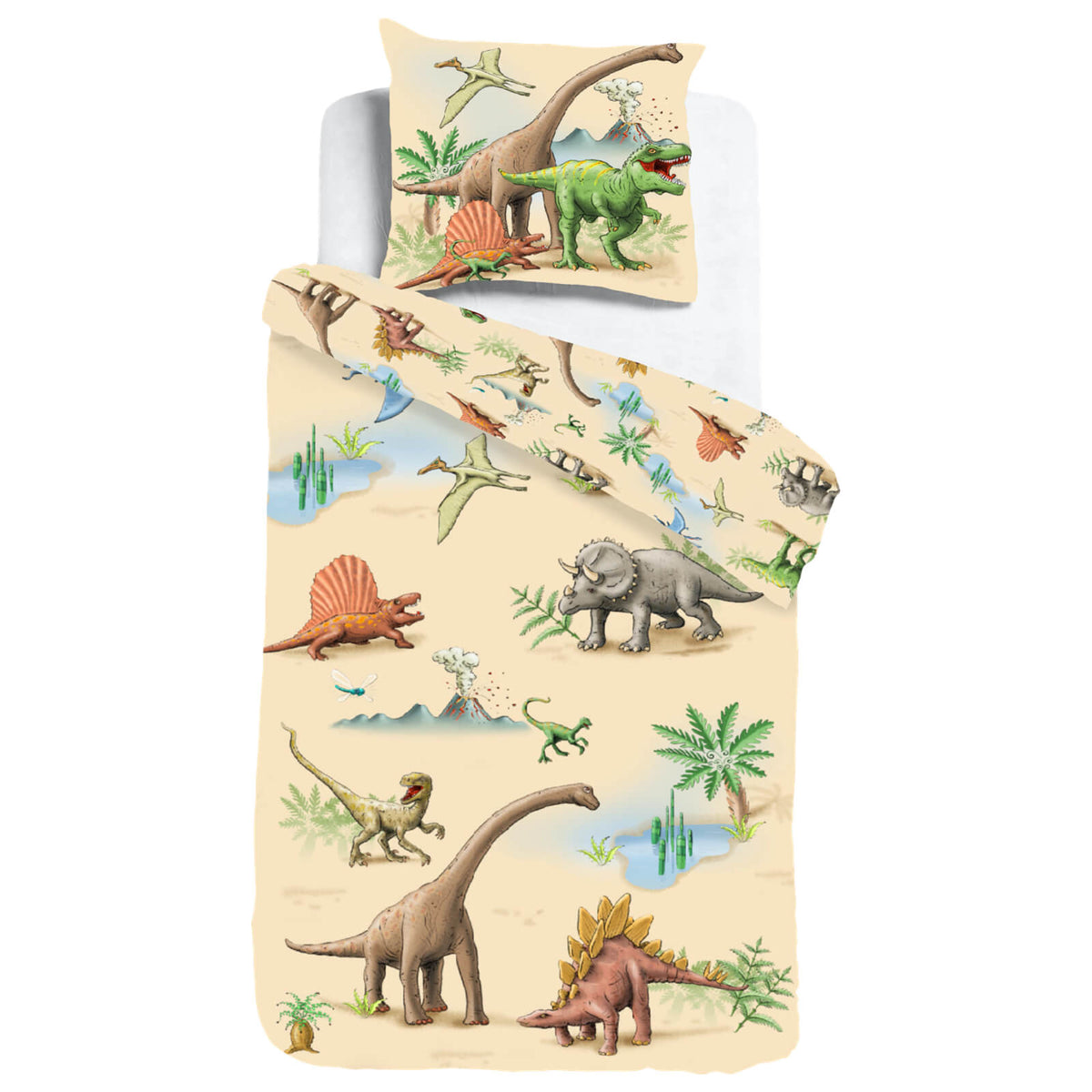 bettwaesche bettgarnitur dino saurier vulkan espico