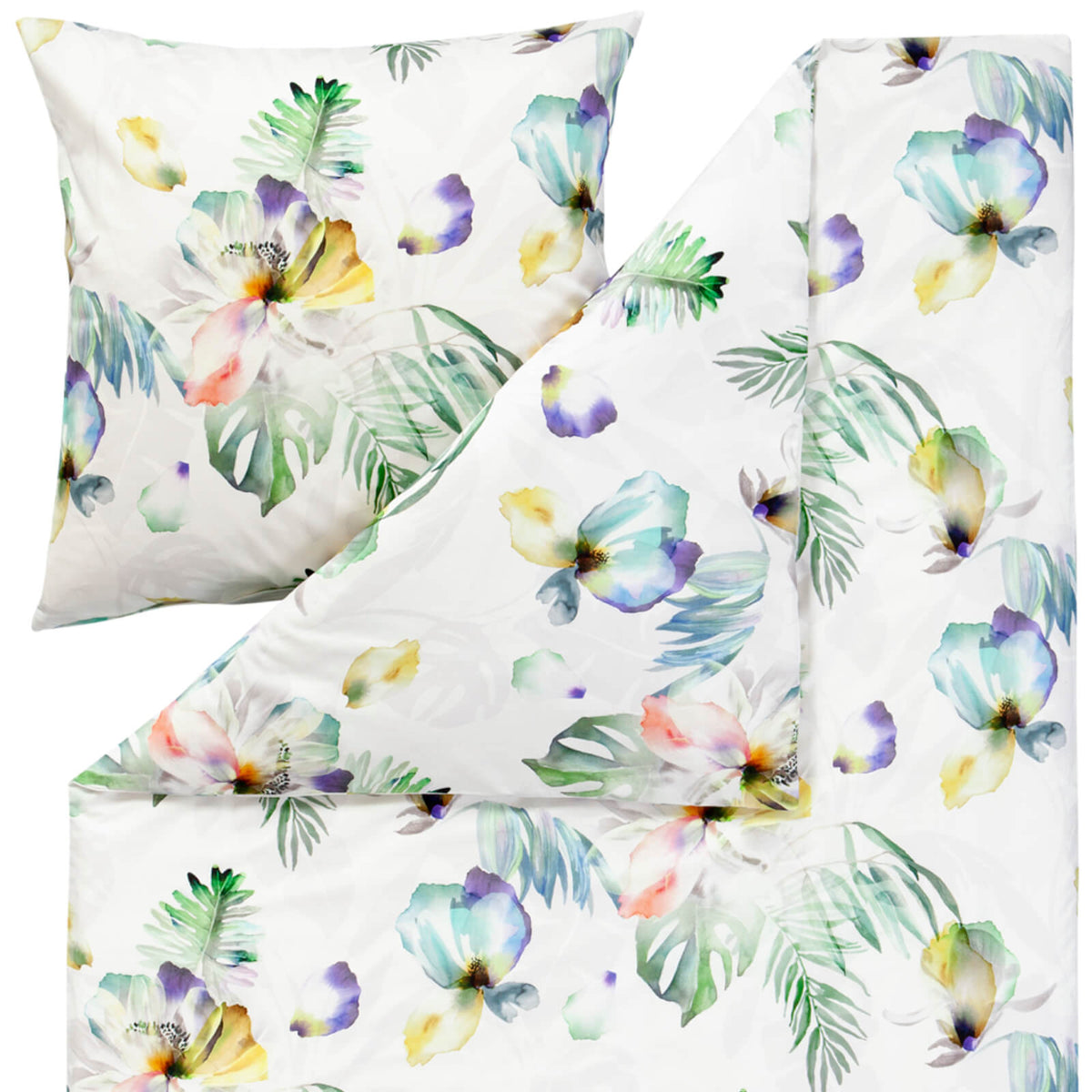bettwaesche floral blueten bunt mako satin