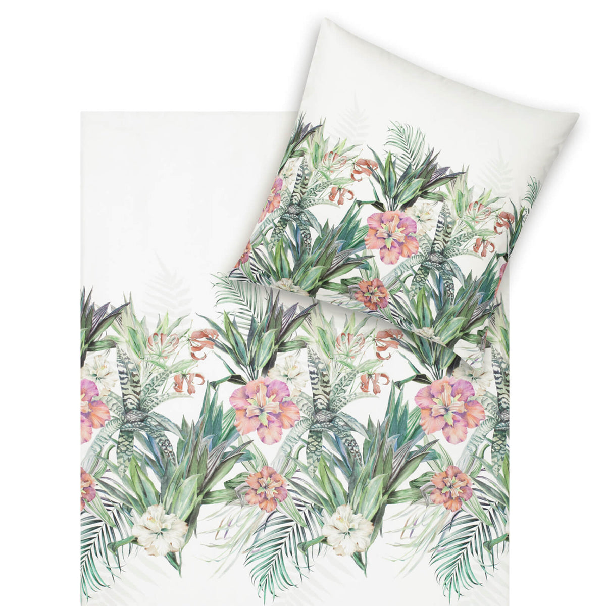 bettwaesche bettgarnitur farne blaetter blueten