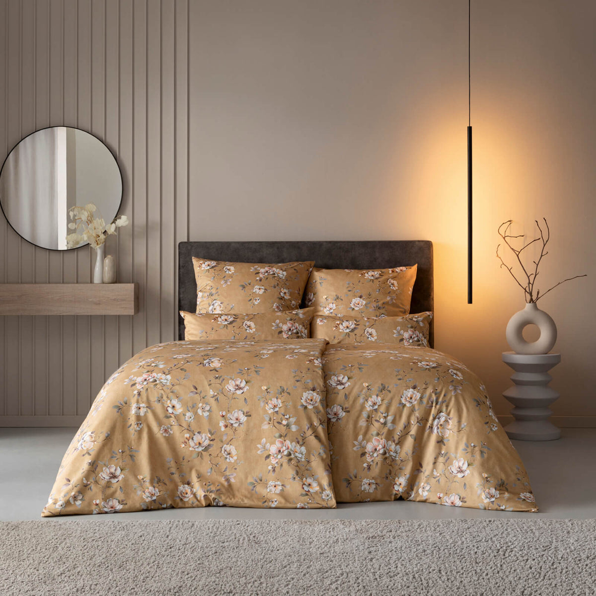 bettwaesche bettgarnitur floral blumen creme