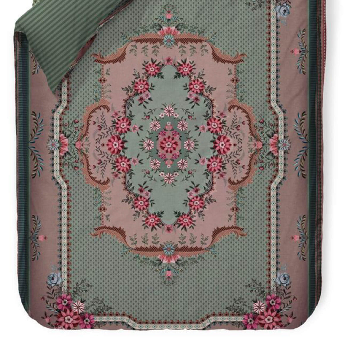 bettgarnitur bettwaesche floral rosetten gestreift