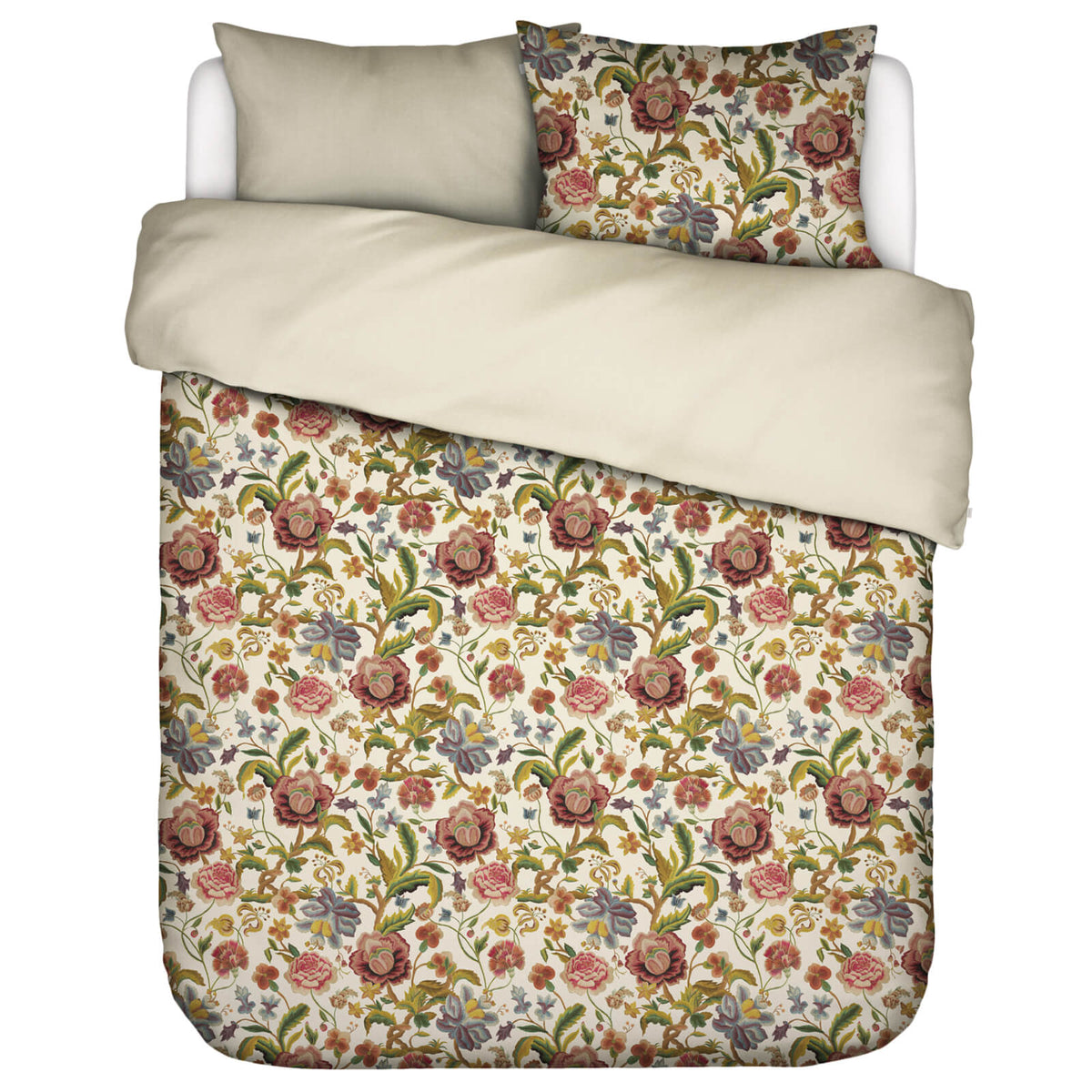 bettwaesche roselina wendedesign gebluemt creme