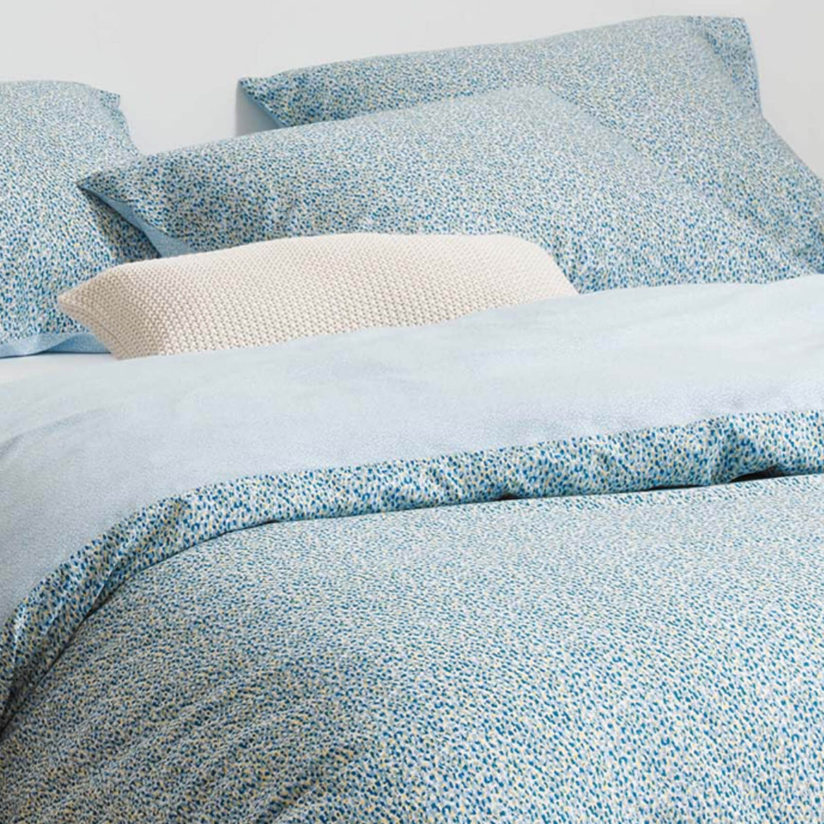 bettwaesche muster blau gelb wendeoptik baumwolle satin