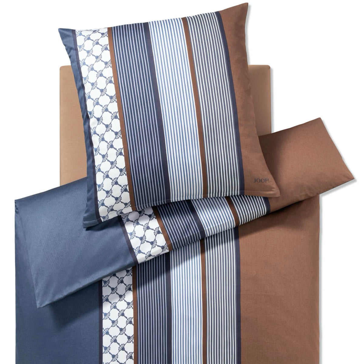 bettwaesche joop kornblume linien blau braun