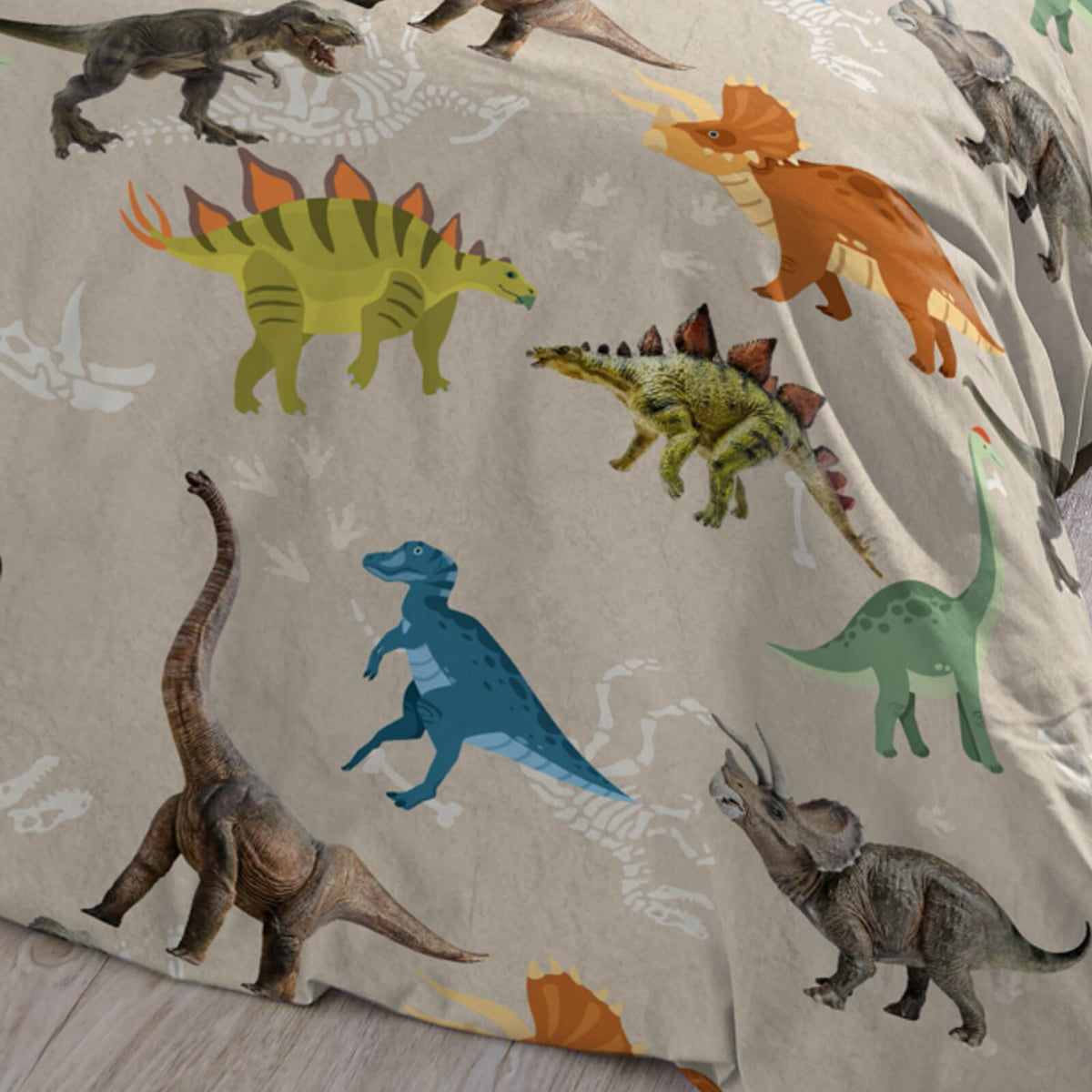 bettwaesche dino saurier ross skelett espico