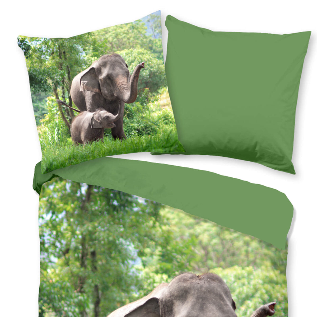 bettwaesche bettgarnitur tiere elefanten tiermotiv wende