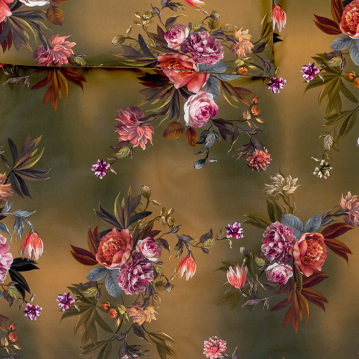 bettwaesche estella gold blumen blueten baumwolle satin