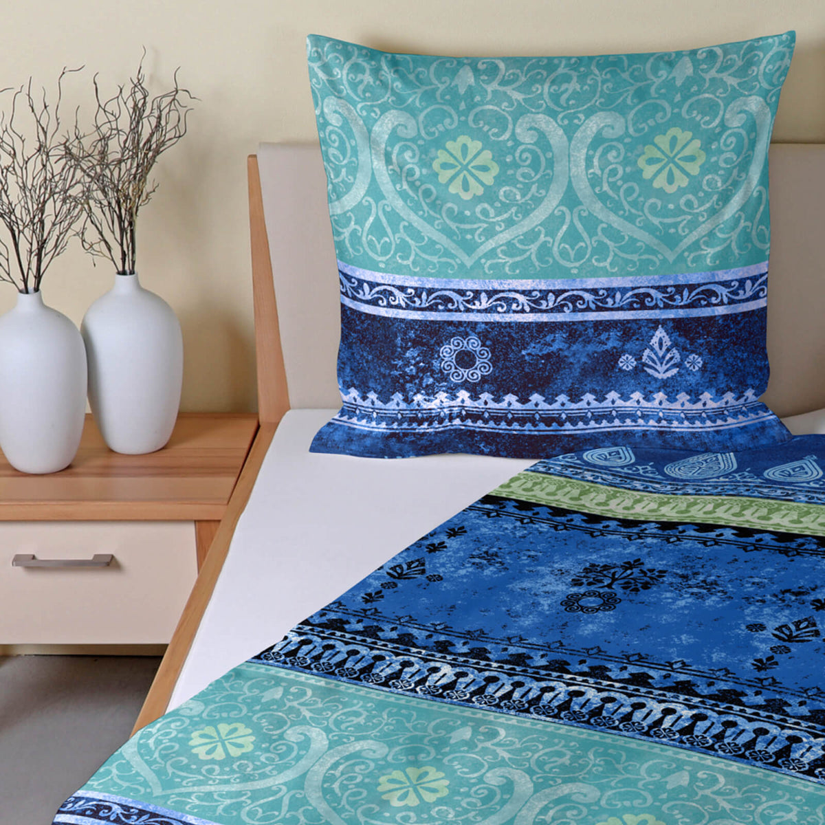 bettwaesche casatex blau tuerkis orientalisch mandala biber
