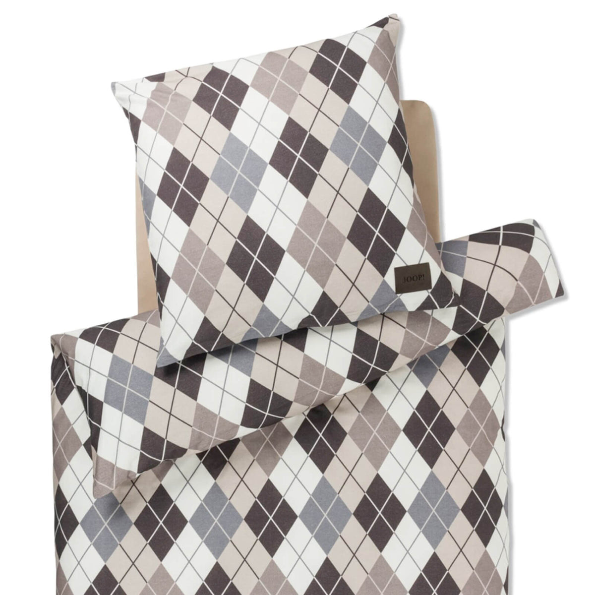 bettwaesche bettgarnitur kariert braun flanell