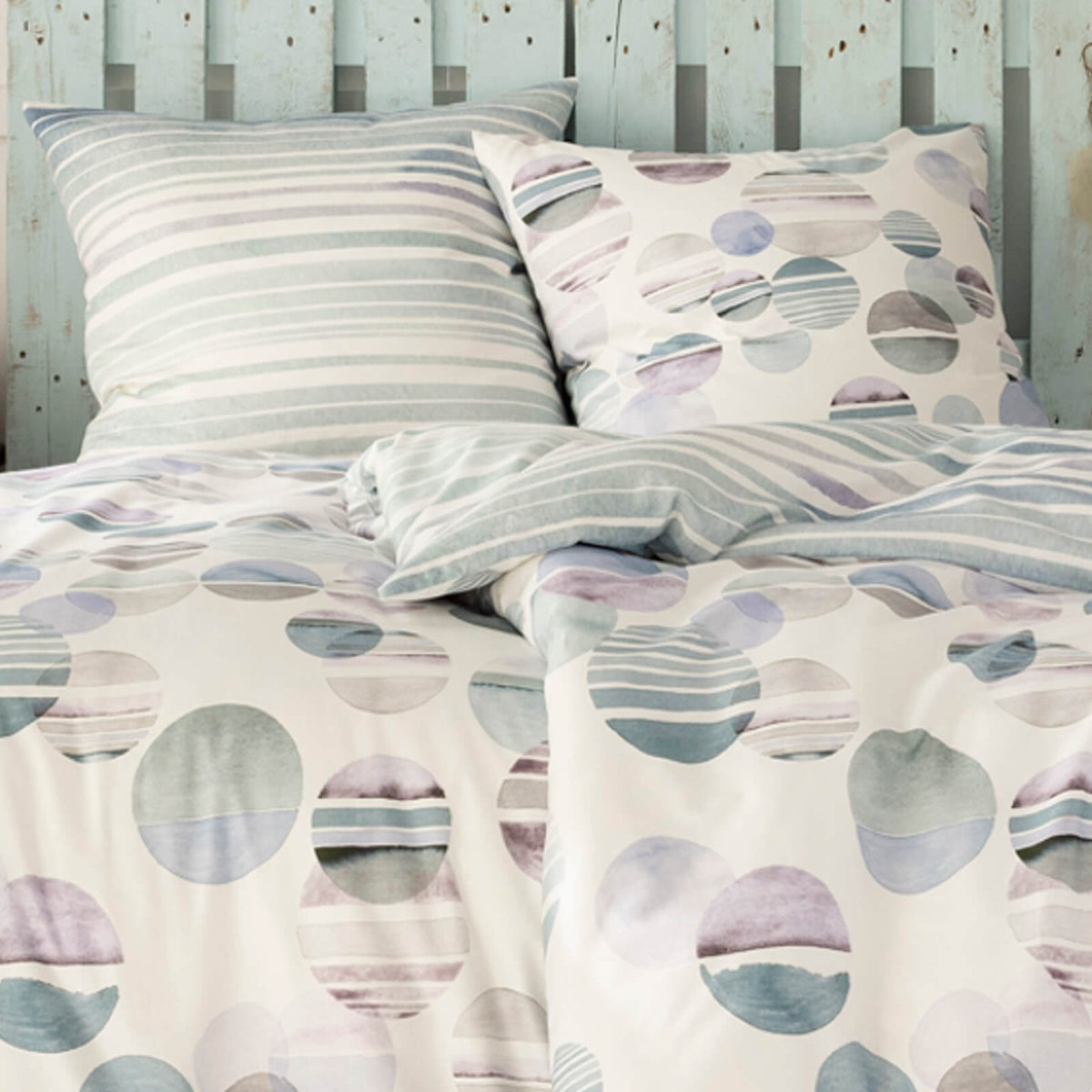 bettwaesche bettgarnitur punkte querstreifen aquarell mako satin