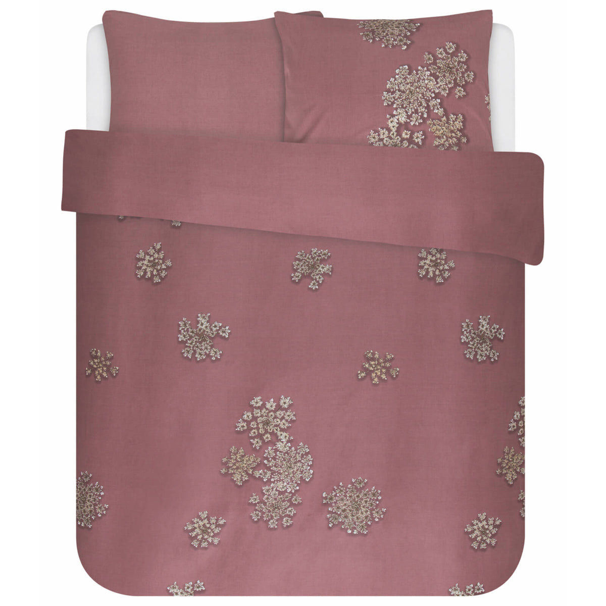 bettwaesche essenza rosa rot blüten weiß baumwollsatin