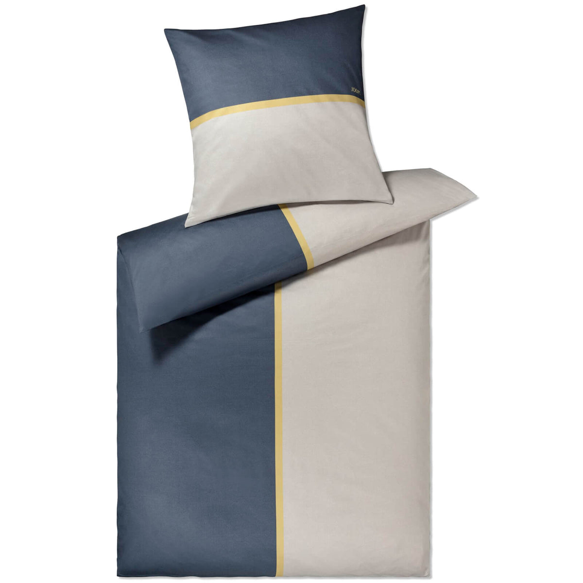 bettwaesche streifen dunkelblau grau beige baumwolle mako satin