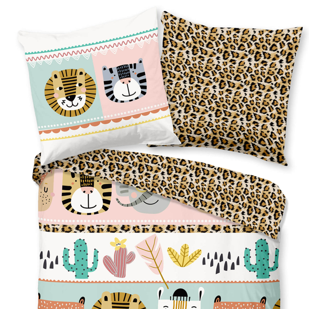 bettwaesche bettgarnitur tiere loewe raubkatze fell