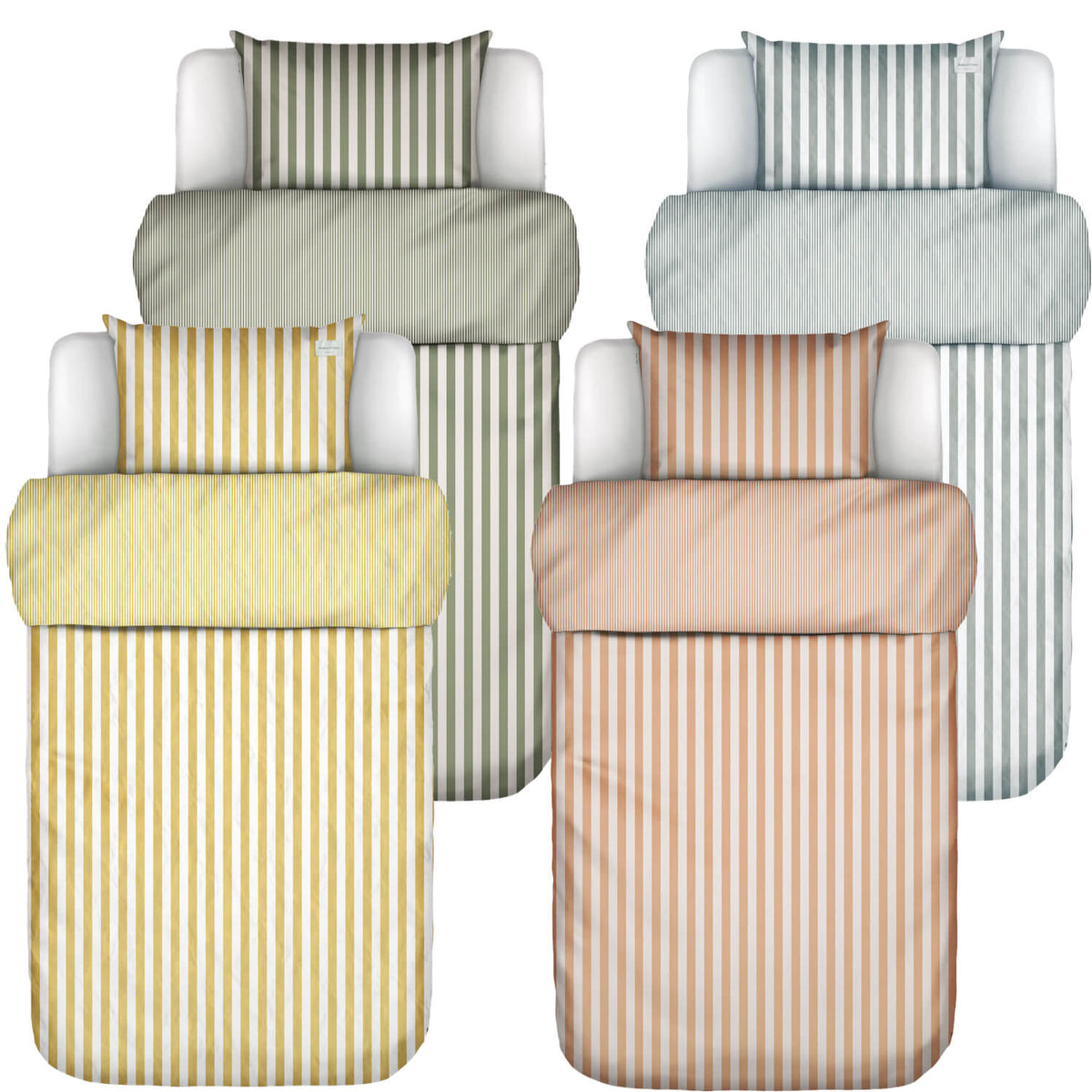 bettwäsche mikkeli streifen gestreift perkal grey sunrise yellow marc o'polo