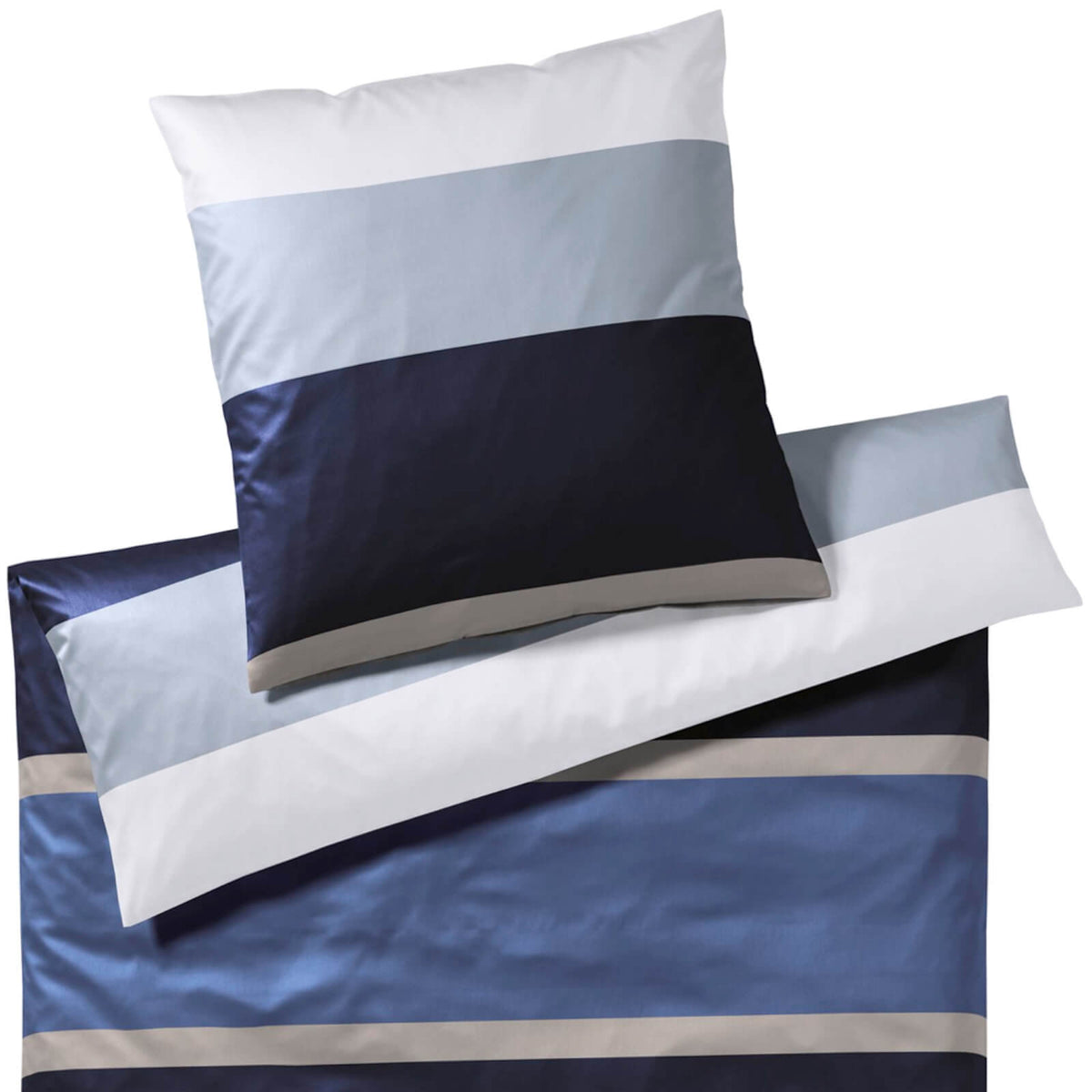bettwaesche streifen linien blau weiß grau mako satin