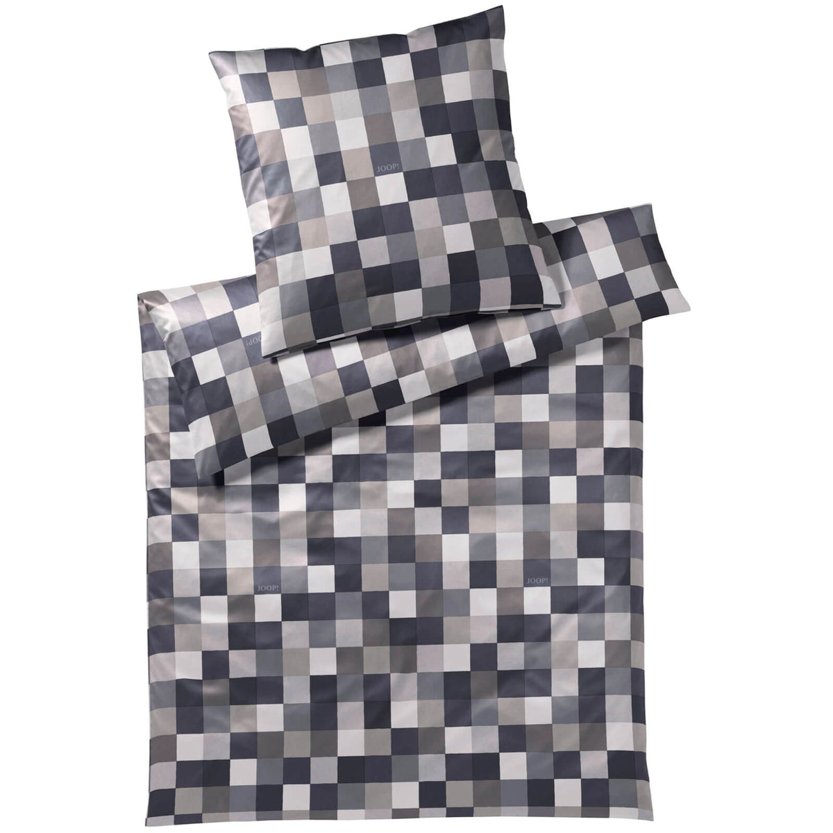 bettwaesche kaestchen grau mako satin