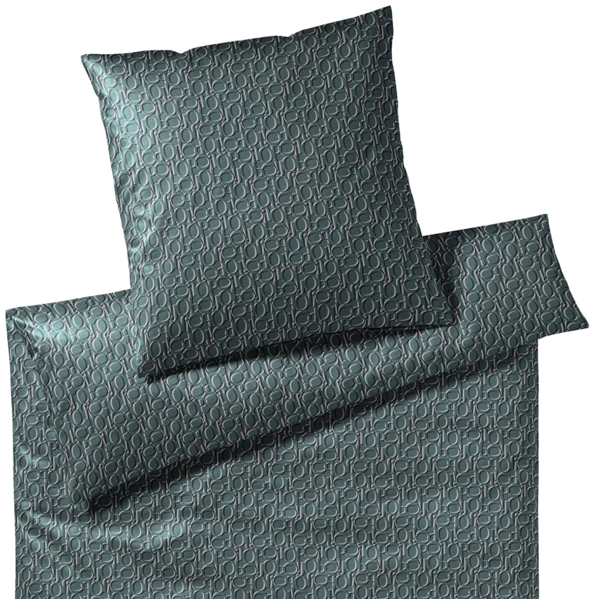 bettwaesche schriftzuege gruen mako satin
