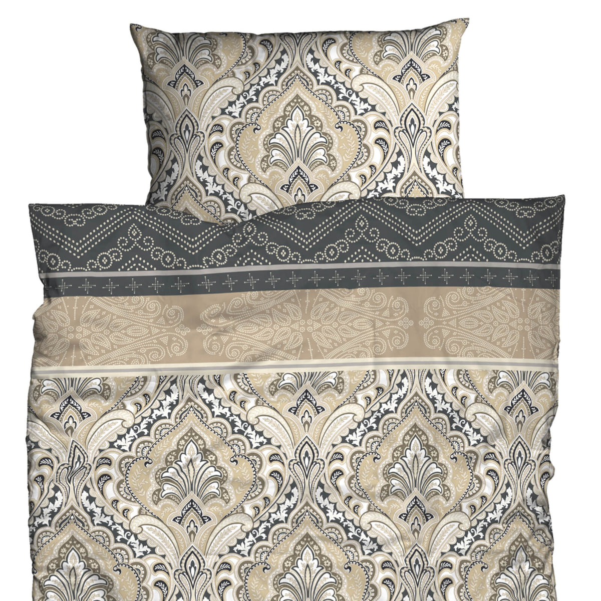 bettwaesche mandala gemustert biber beige anthrazit