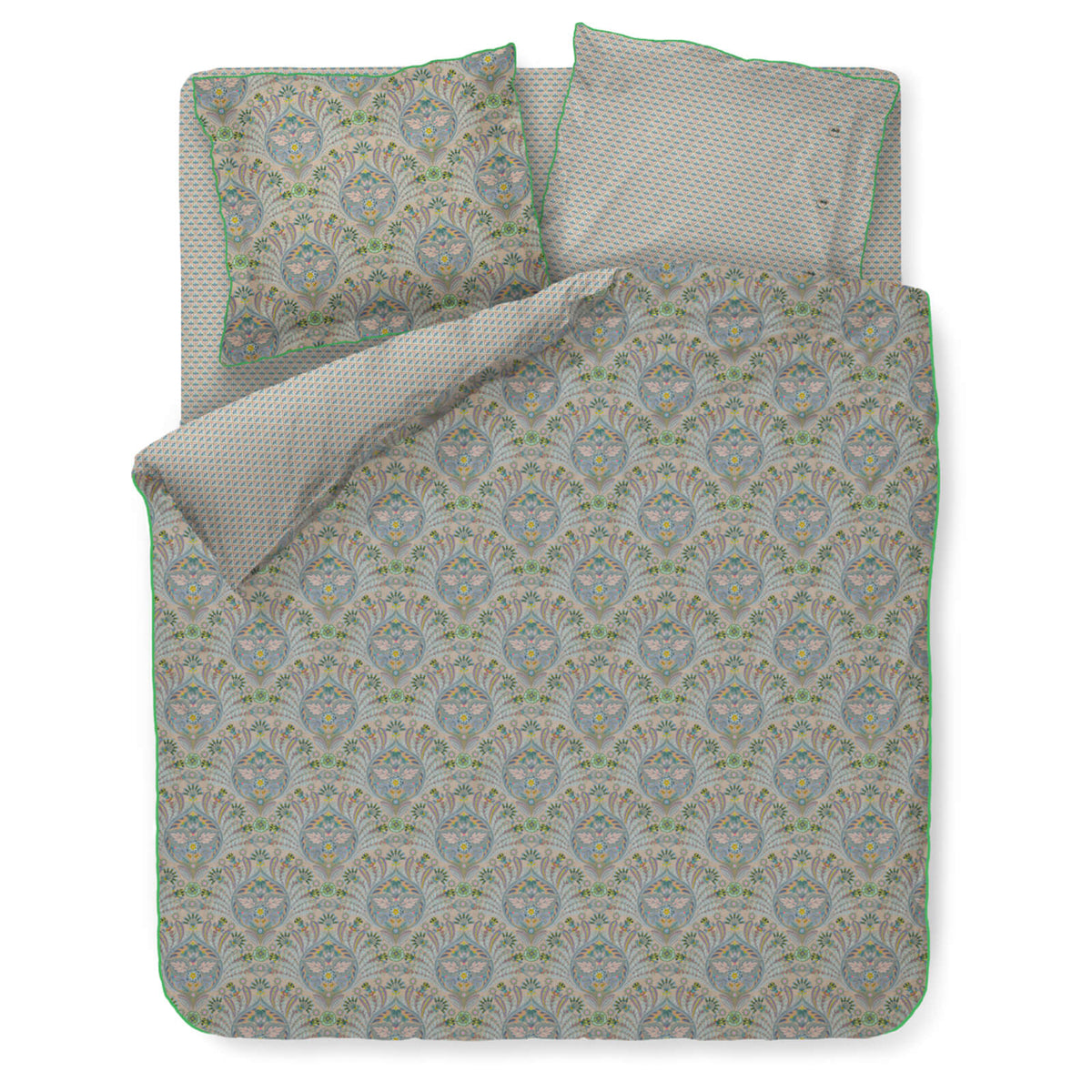 bettgarnitur bettwaesche faechermuster blumen perkal