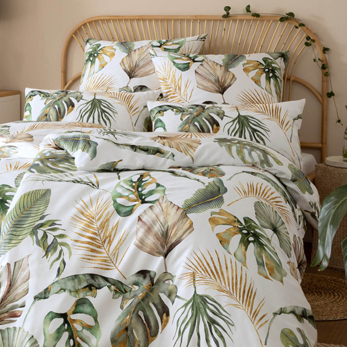 bettbezug kissenbezug blatt monstera pflanzen