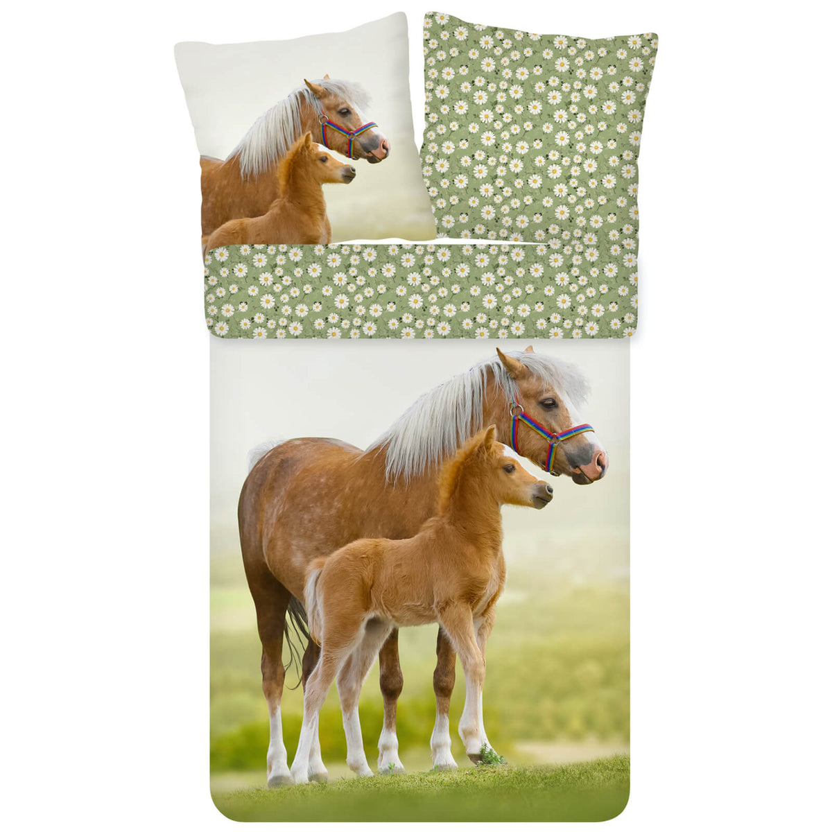 bettwaesche pferd baby blumen baumwolle renforcé
