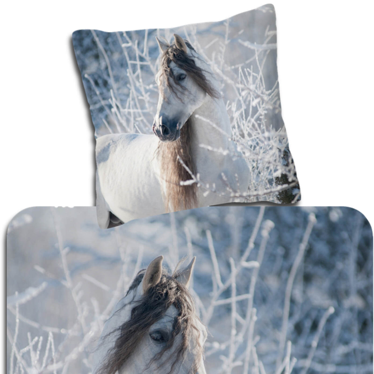 bettwaesche pferd schnee landschaft