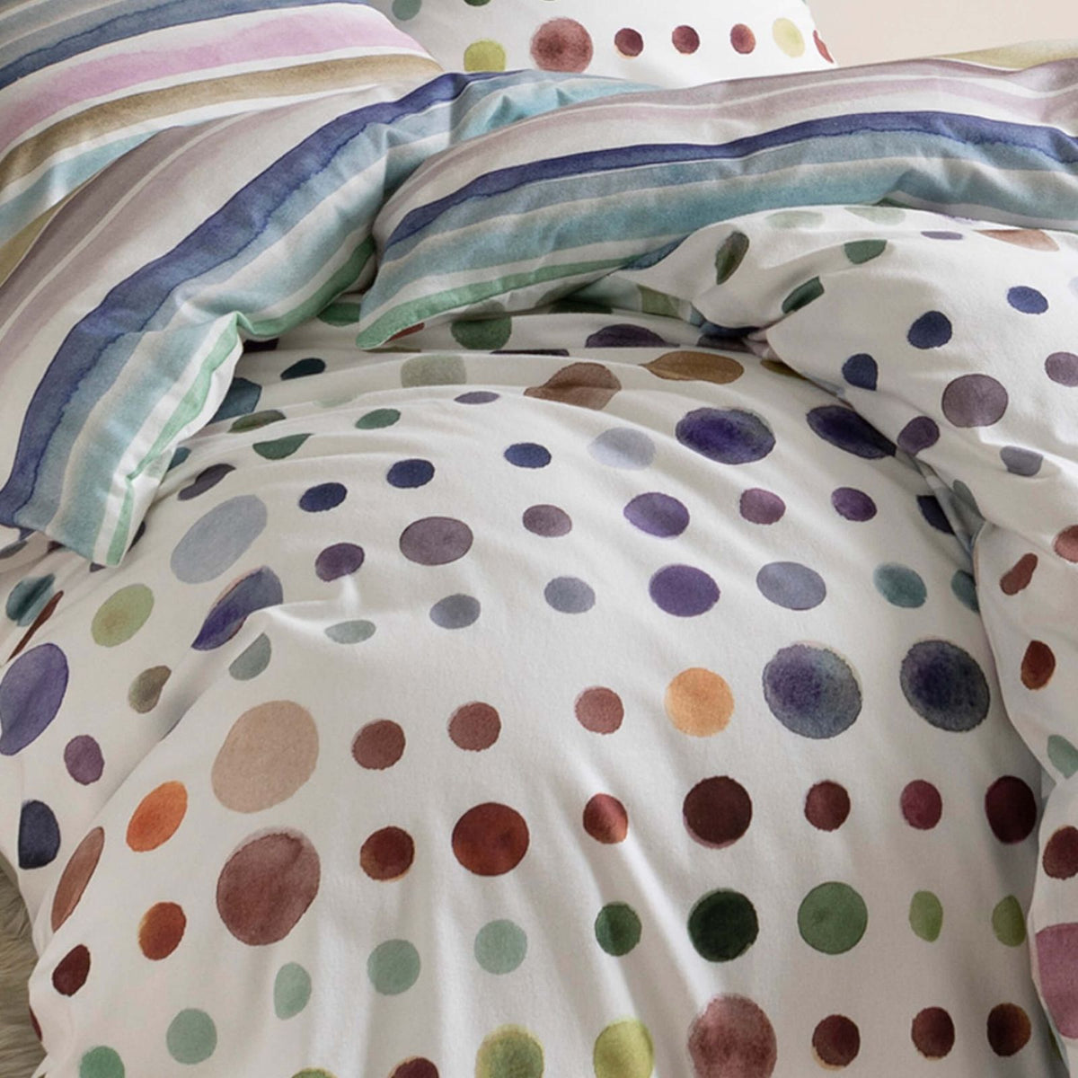 bettwaesche punkte dots querstreifen multicolor