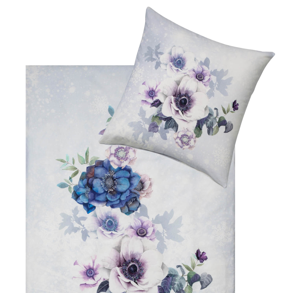 bettwaesche bluete floral lila eis winter